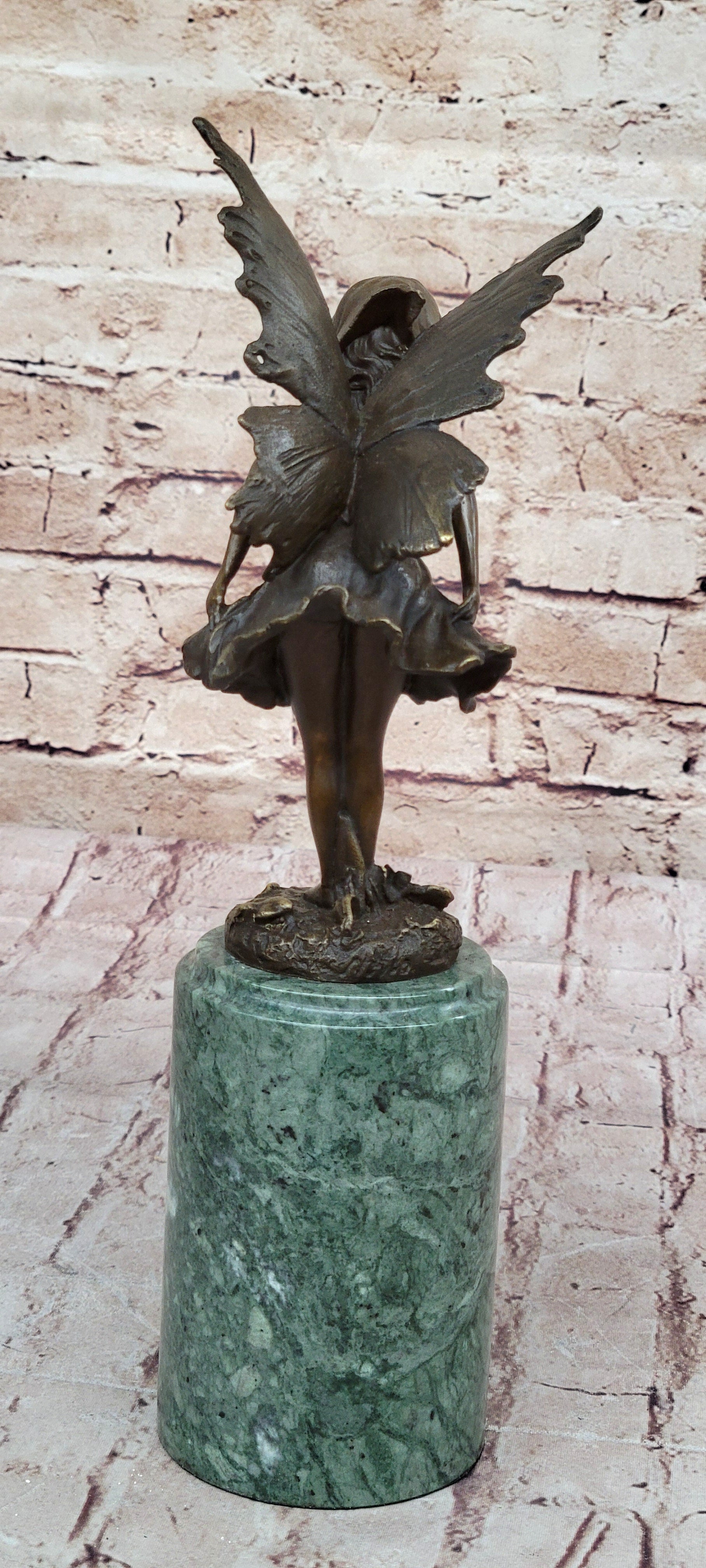 Butterfly Angel Little Girl Vintage Bronze Signed Original Miguel Lopez Sculpture