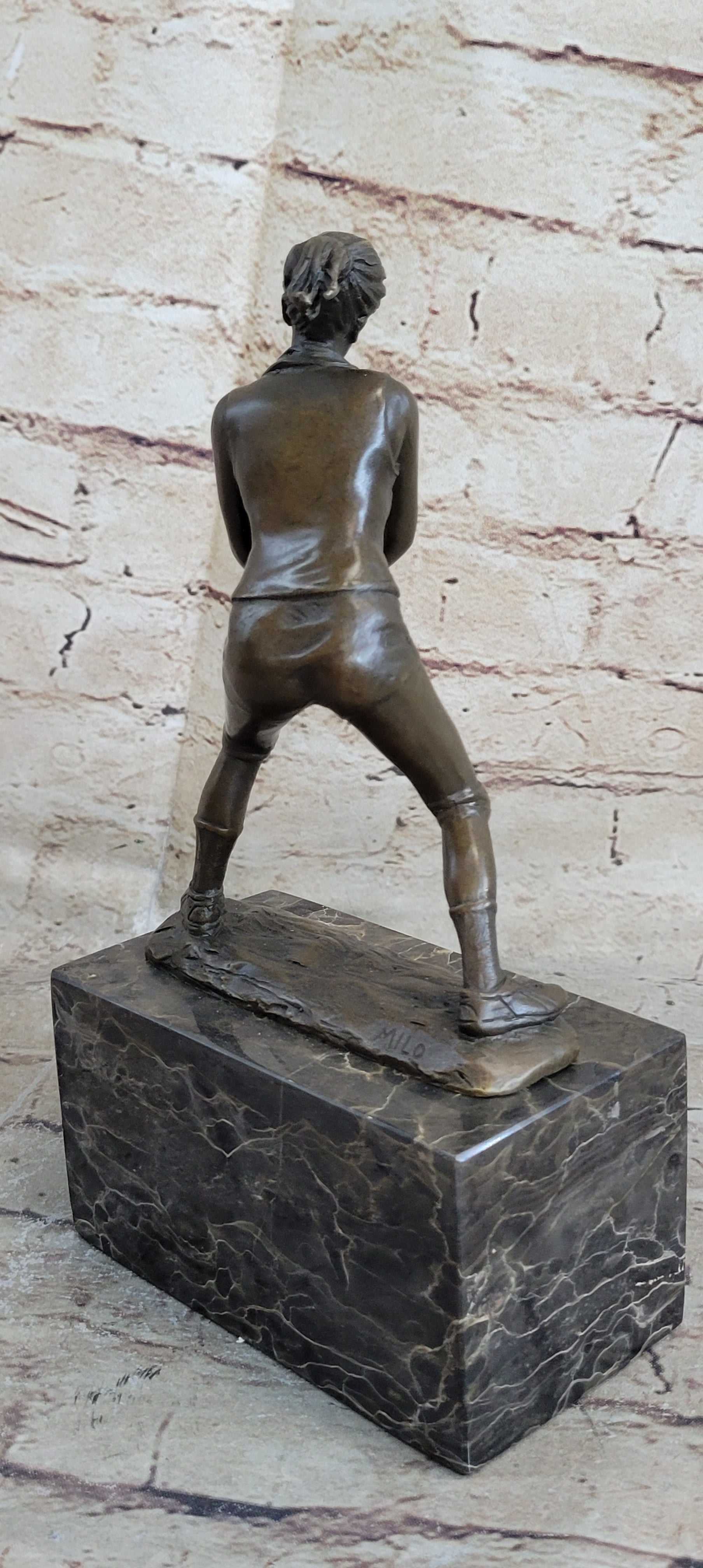 Bronze Cup Female Volleyball Player after Milo. bronze and handmade Decorative