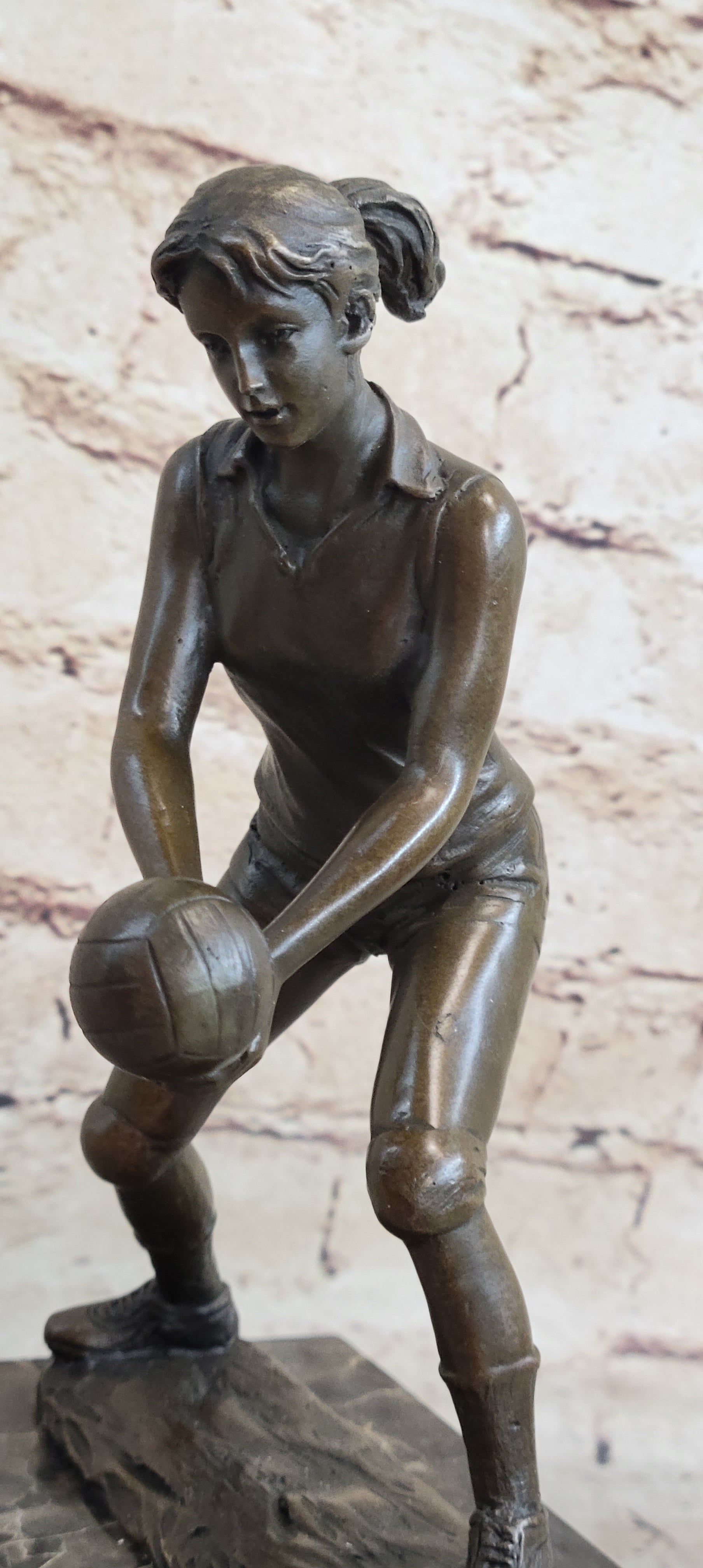 Bronze Cup Female Volleyball Player after Milo. bronze and handmade Decorative