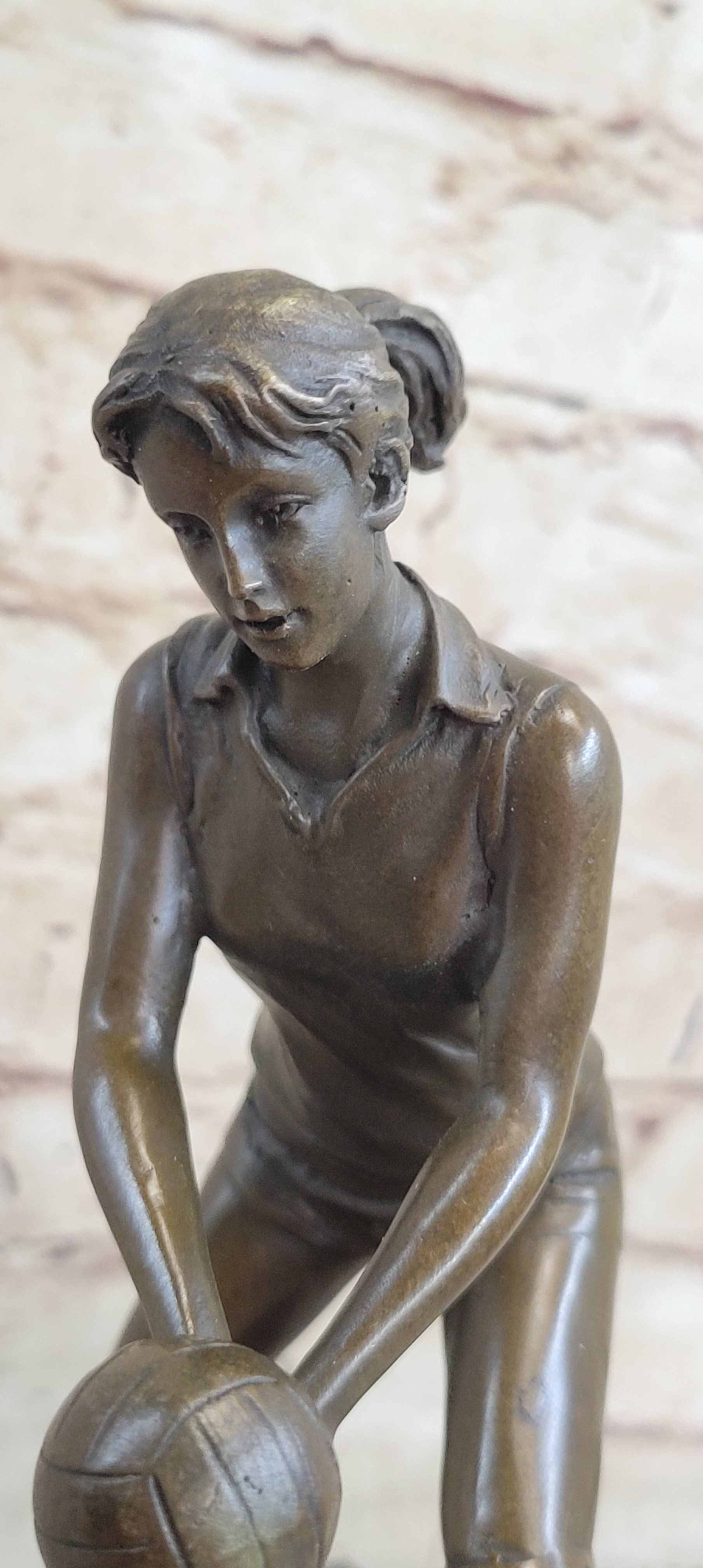 Bronze Cup Female Volleyball Player after Milo. bronze and handmade Decorative