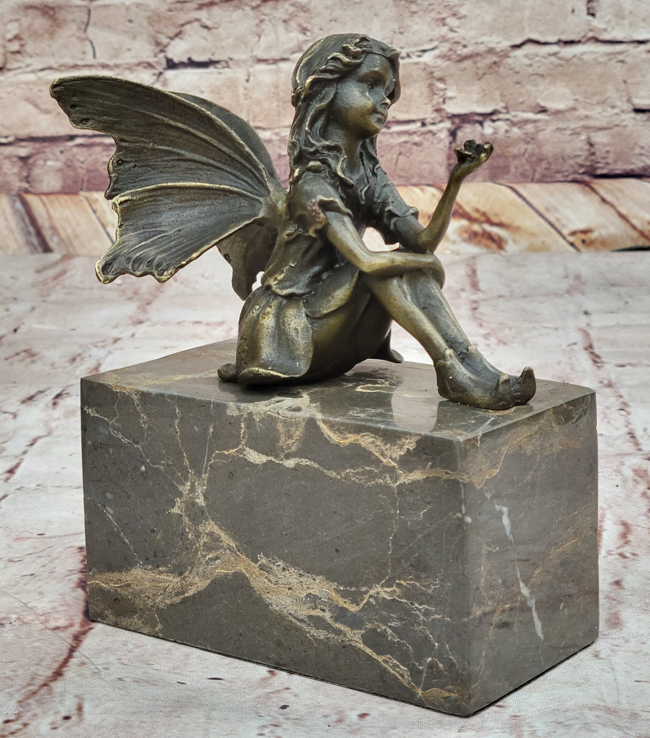 GENUINE BRONZE SCULPTURE ART NOUVEAU ANGEL STATUE HOT CAST MYTHICAL FIGURE SALE