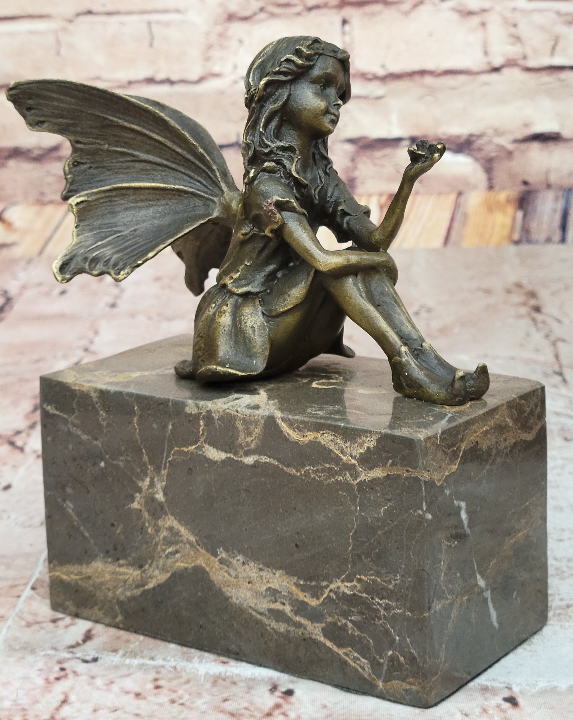 GENUINE BRONZE SCULPTURE ART NOUVEAU ANGEL STATUE HOT CAST MYTHICAL FIGURE SALE