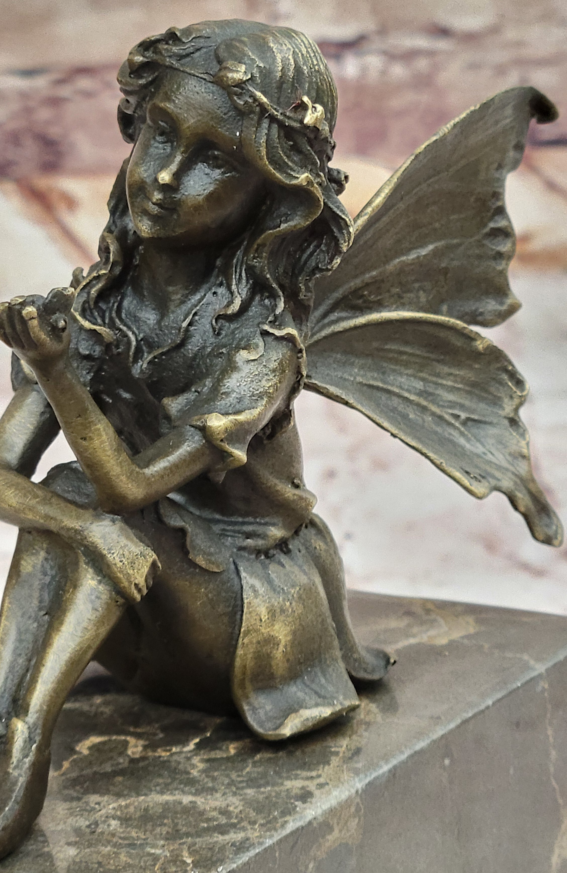 GENUINE BRONZE SCULPTURE ART NOUVEAU ANGEL STATUE HOT CAST MYTHICAL FIGURE SALE