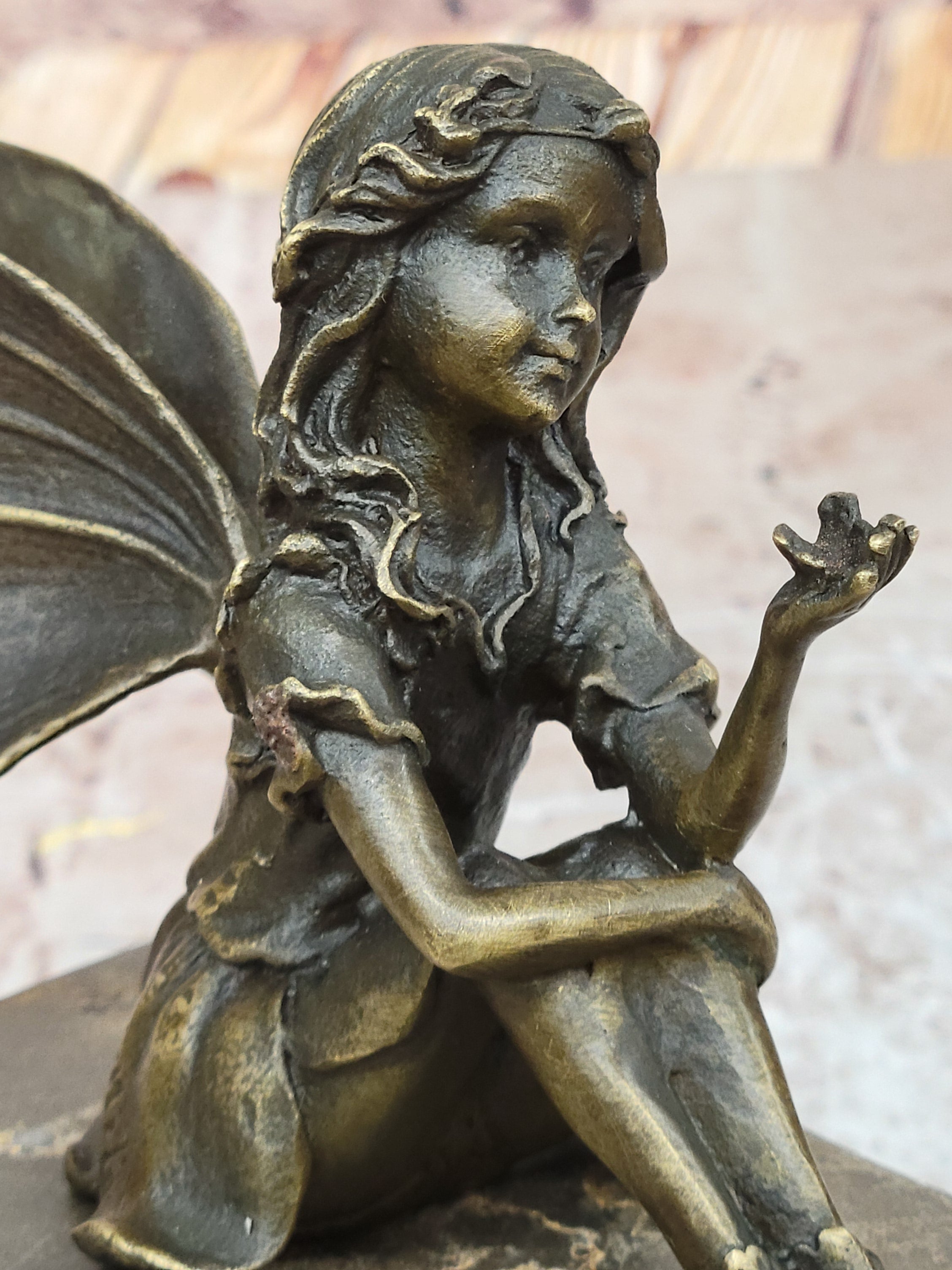 GENUINE BRONZE SCULPTURE ART NOUVEAU ANGEL STATUE HOT CAST MYTHICAL FIGURE SALE