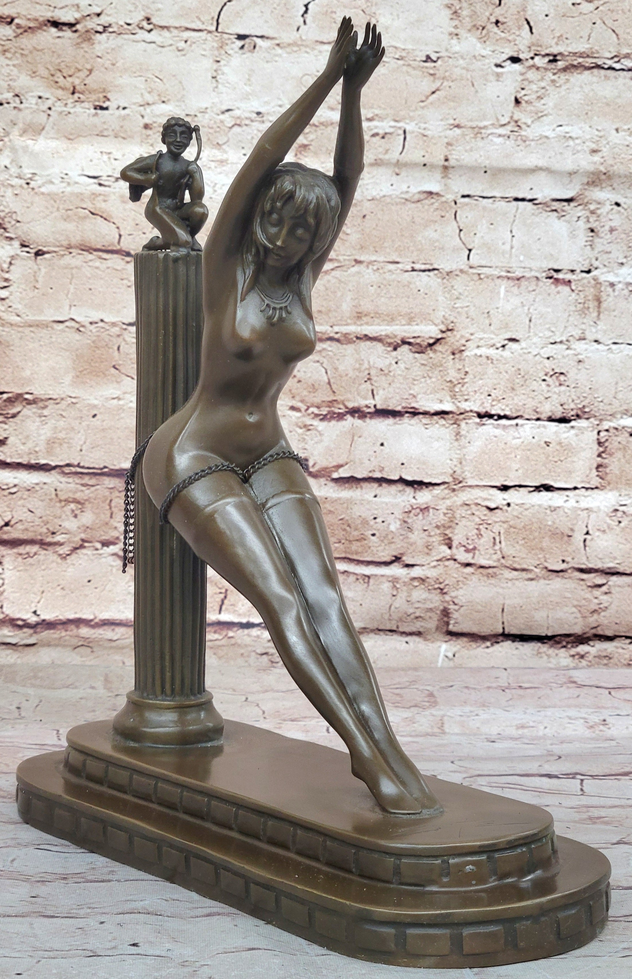 Bronze figurine Erotica Female Nude sculpture Girl Bondage bdsm vagina sm gift