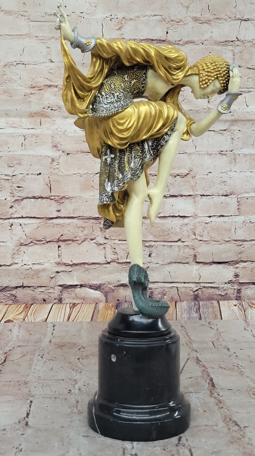 Genuine Bronze Ankara Woman Sculpture Elegant Art Deco Decor for Home Office