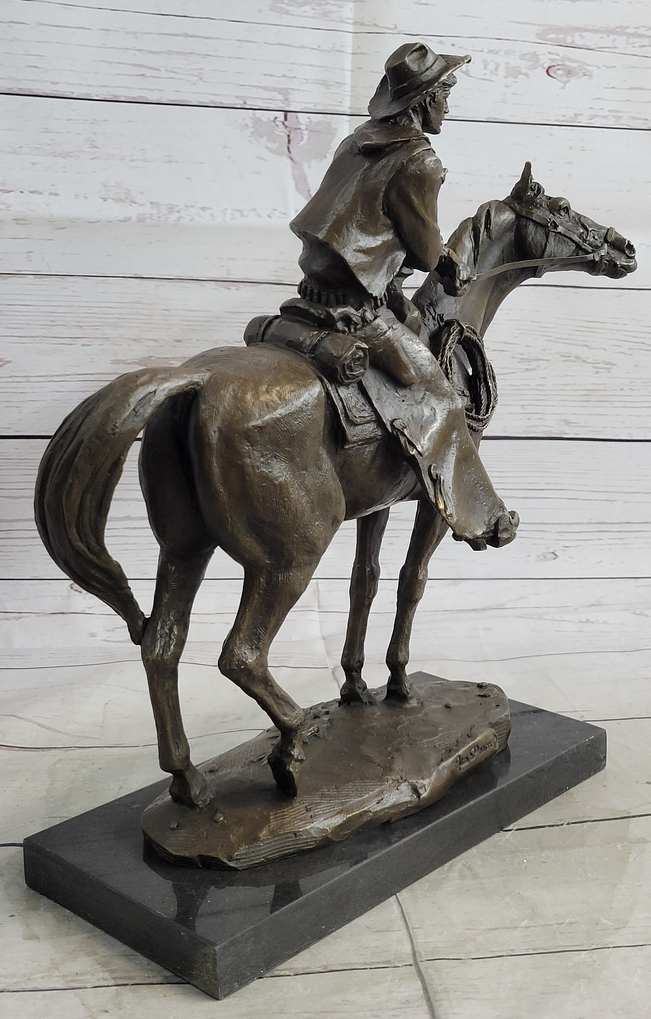 Commanding Bronze Sculpture Western & Horse Frederick Reminton Tribute