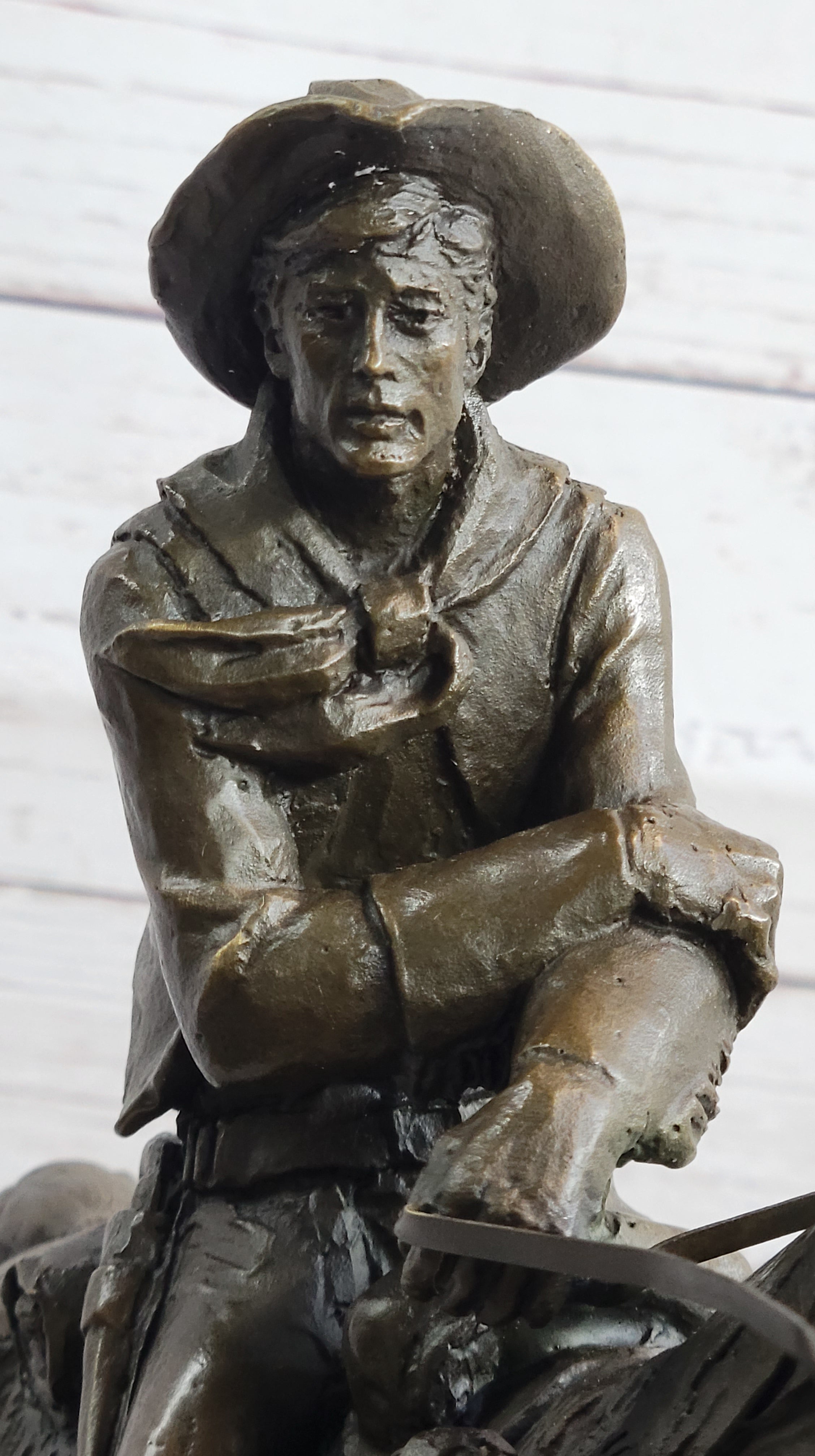 Commanding Bronze Sculpture Western & Horse Frederick Reminton Tribute