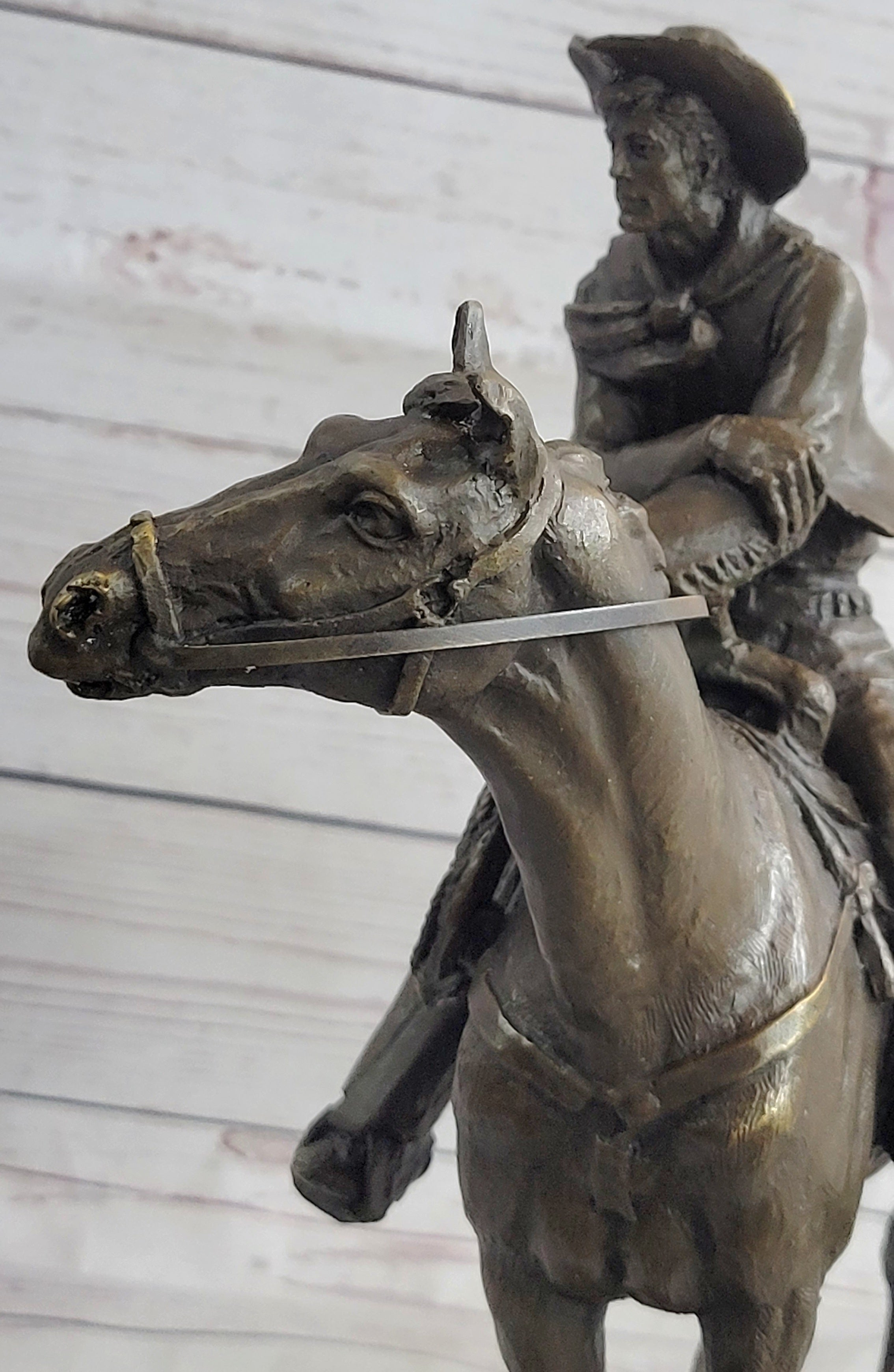 Commanding Bronze Sculpture Western & Horse Frederick Reminton Tribute