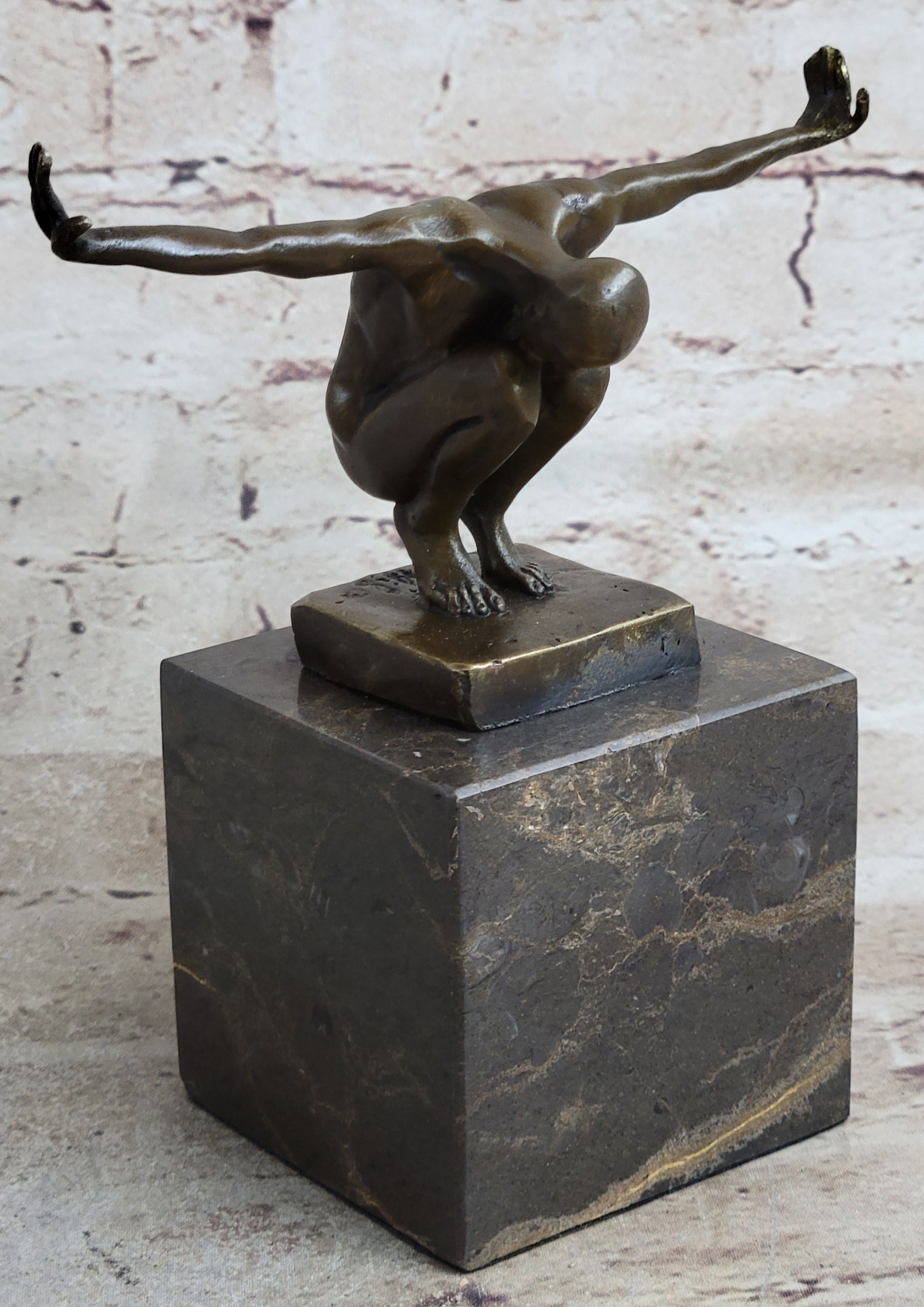 Handcrafted Detailed Vienna Bronze Gay Interest Nude Naked Man Athlete Statue