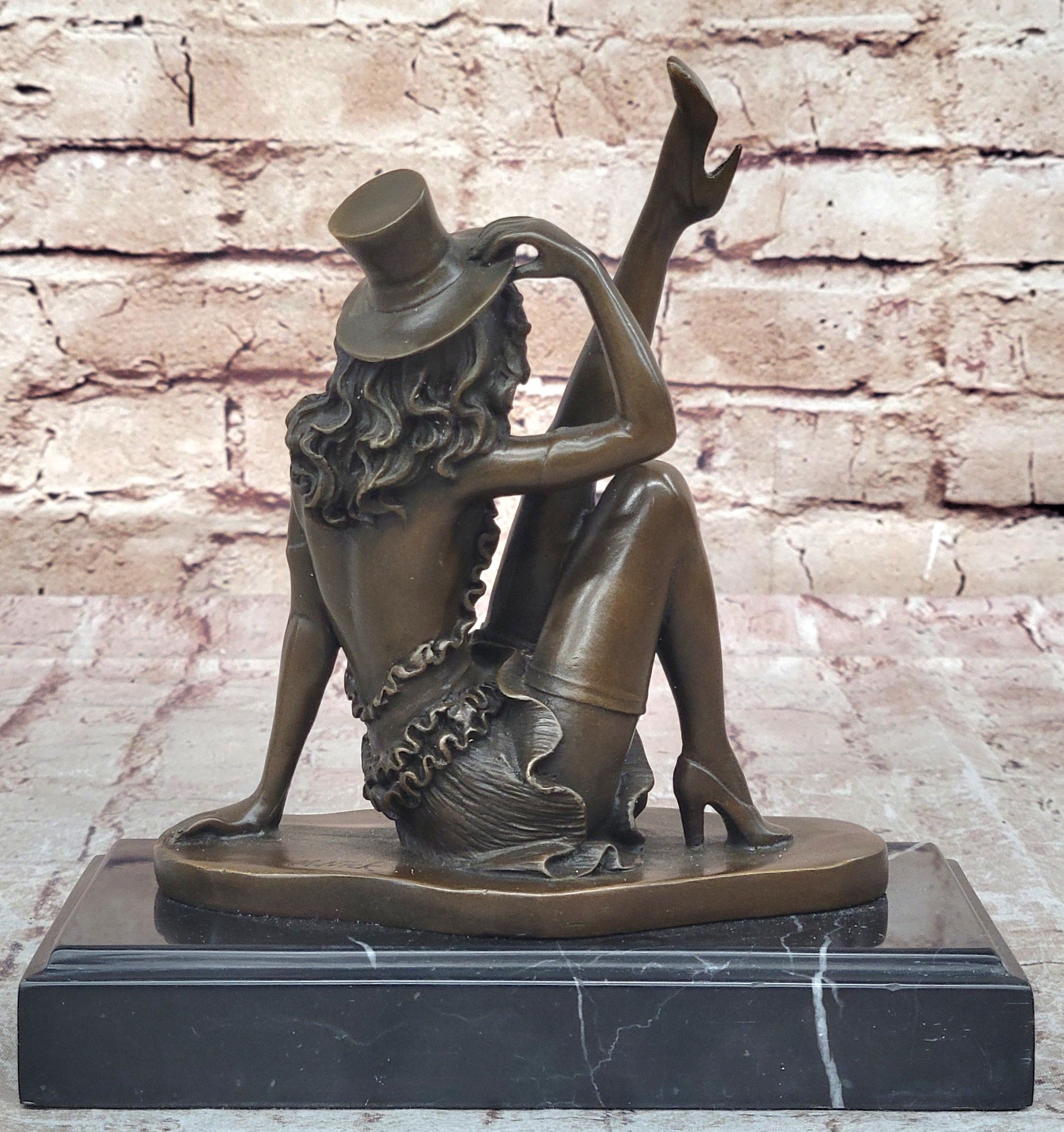 Art Deco Jazz Dancer Hot Cast Bronze Sculpture Marble Base Figurine Figure Decor