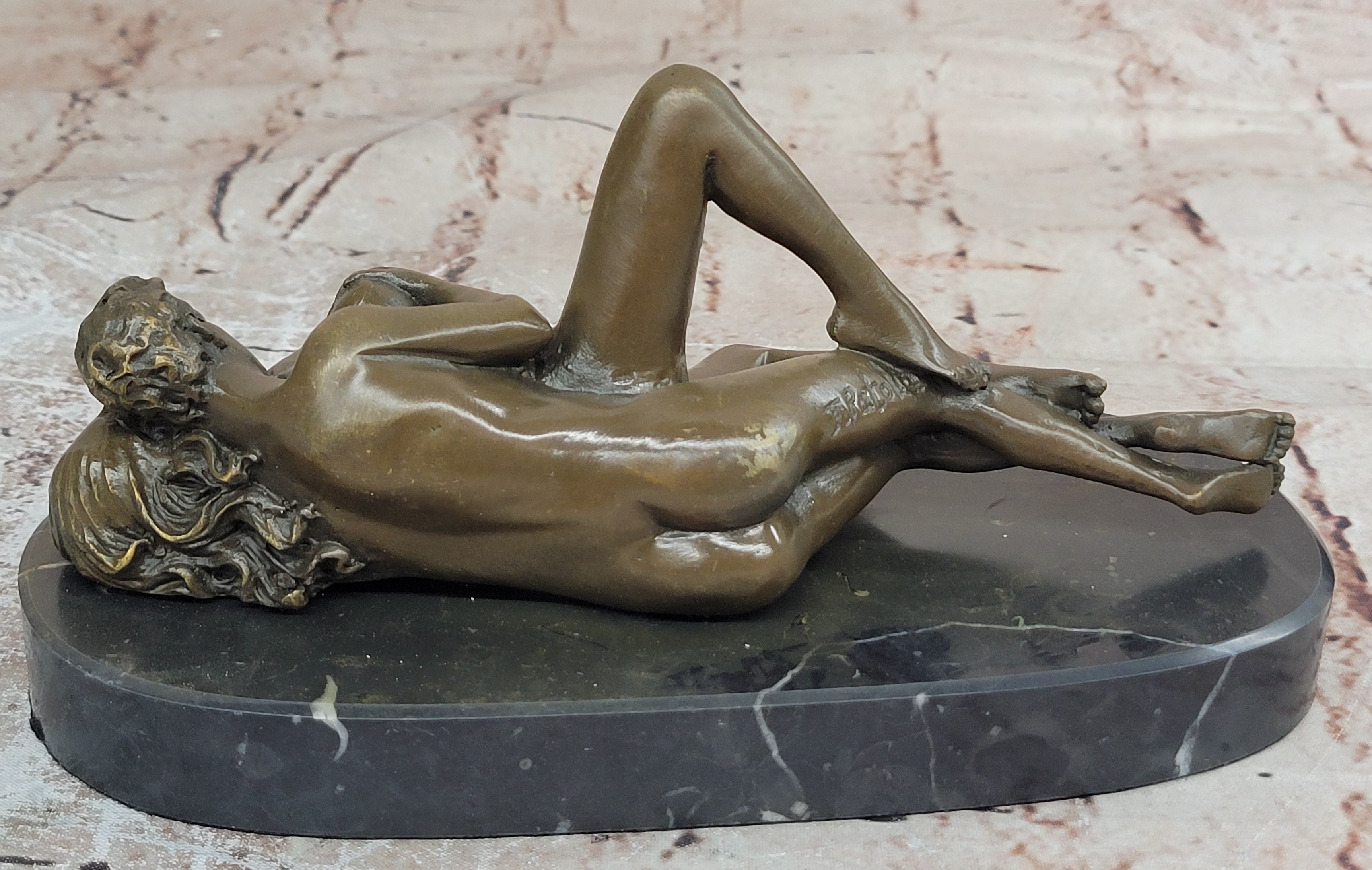 Hand Crafted Couple Making Sweet Love Bronze Sculpture Statue Signed Figure Sale