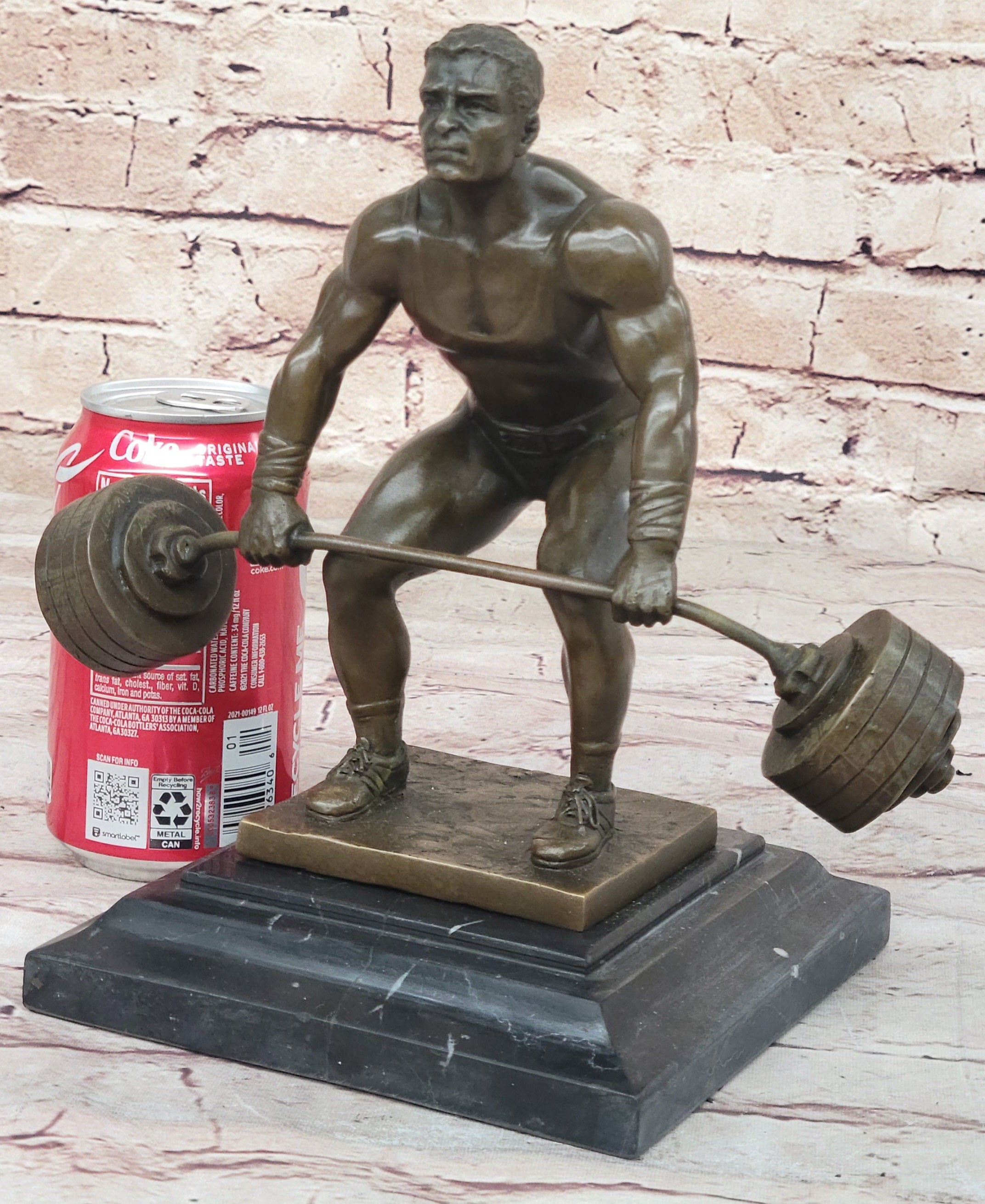 Handcrafted Detailed Weightlifters by French Artisan Jean Patoue Bronze Sculpture