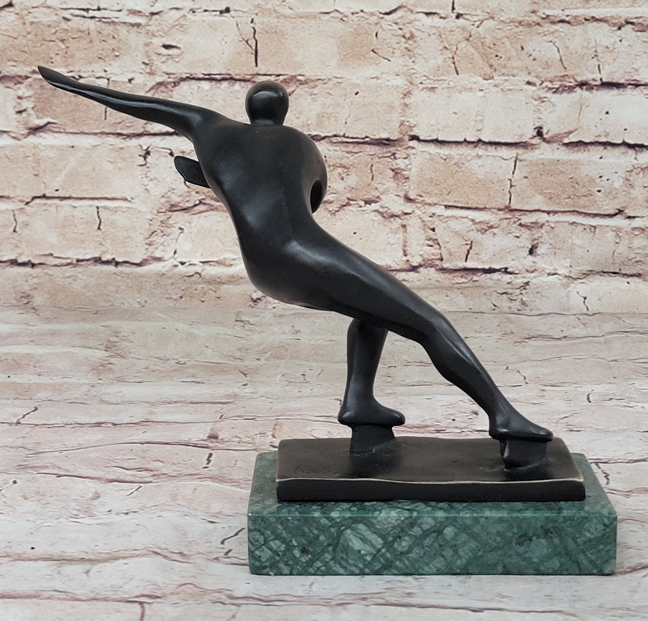 Bronze Sculpture Hand Made Ice Skater Modern Artwork Female Woman Statue Home Decor