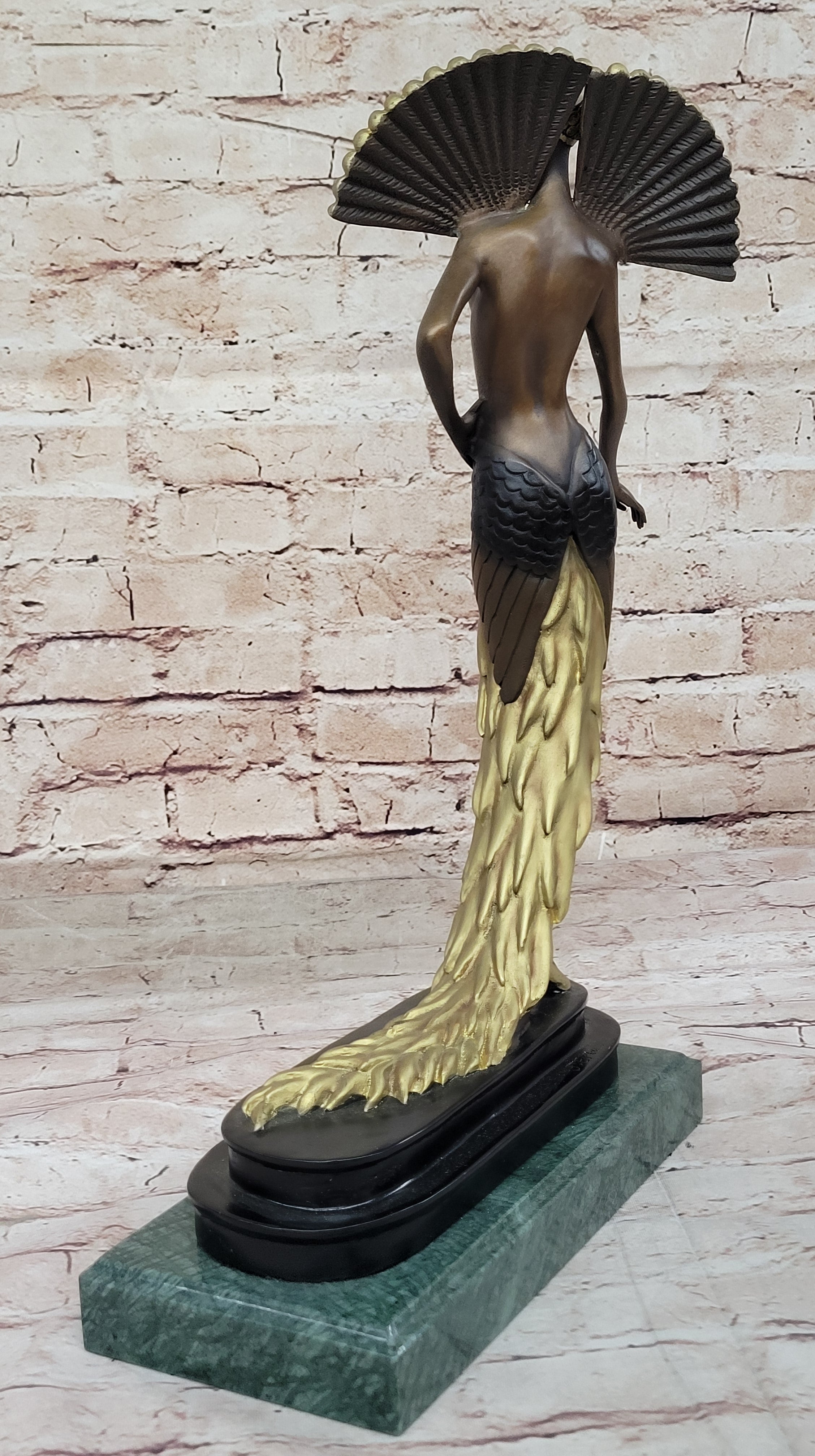 Large Slender Woman Nude of Bronze - Floating Girl - Signed by J Erte- Real Bronze