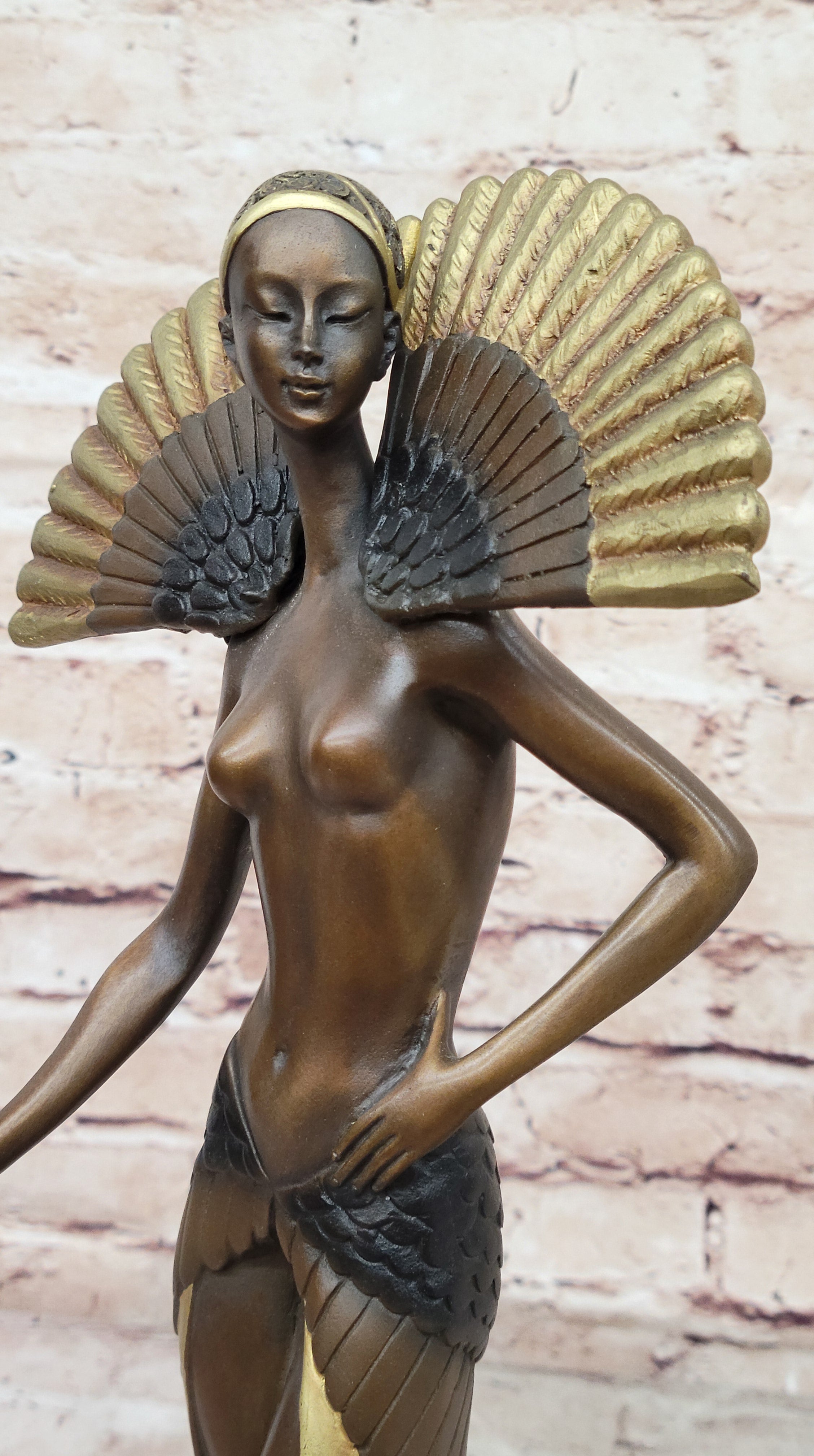 Large Slender Woman Nude of Bronze - Floating Girl - Signed by J Erte- Real Bronze