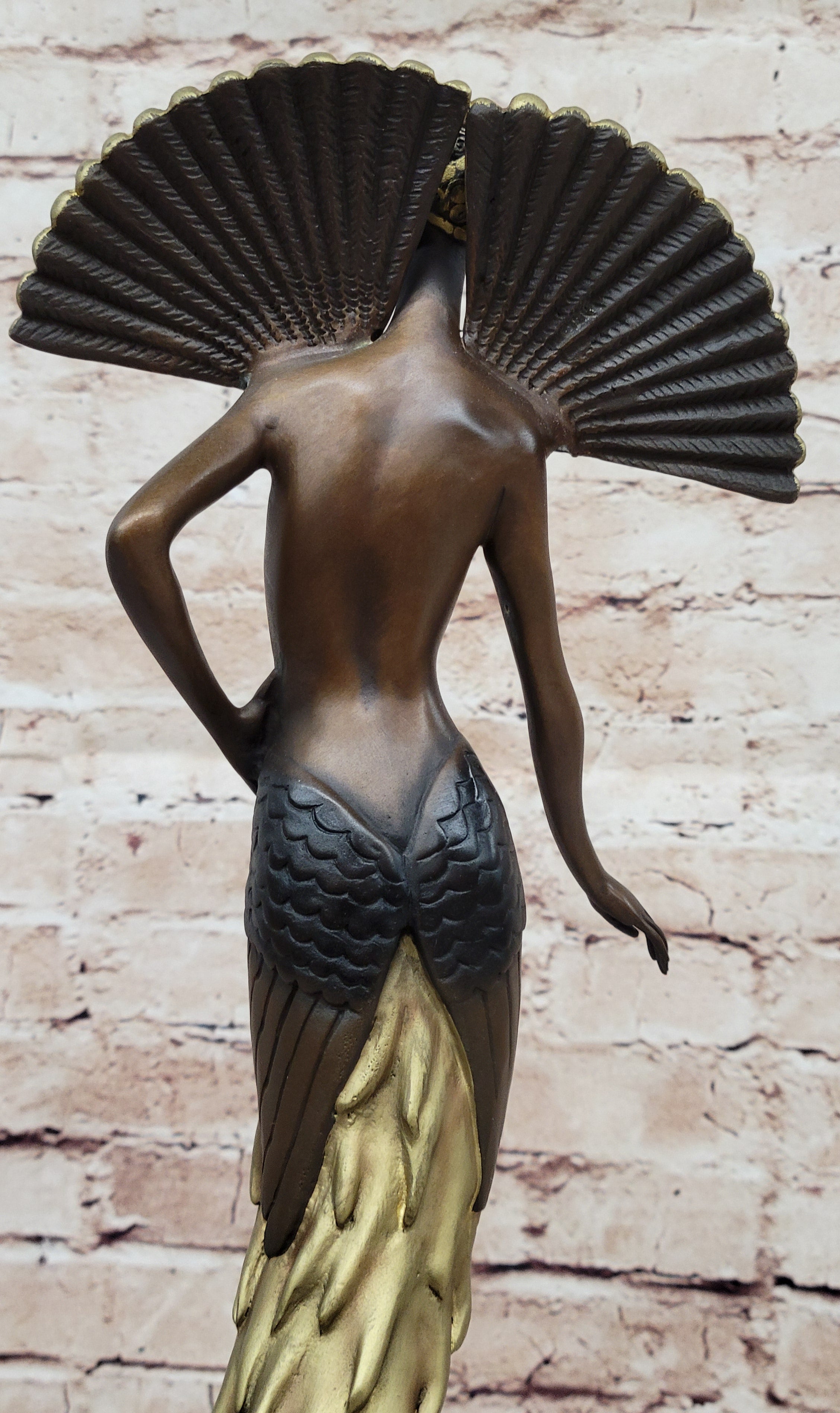 Large Slender Woman Nude of Bronze - Floating Girl - Signed by J Erte- Real Bronze