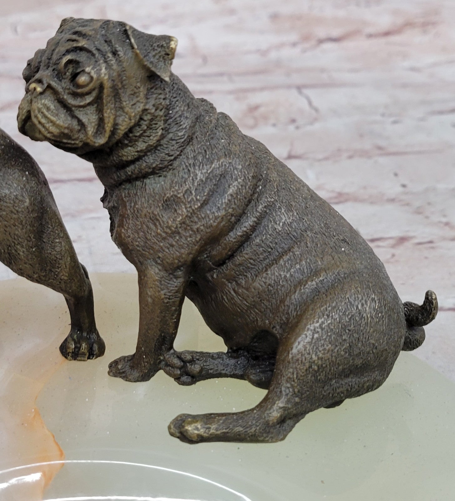 Handcrafted Genuine Bronze English Bulldog Dog Ashtray Sculpture Figure