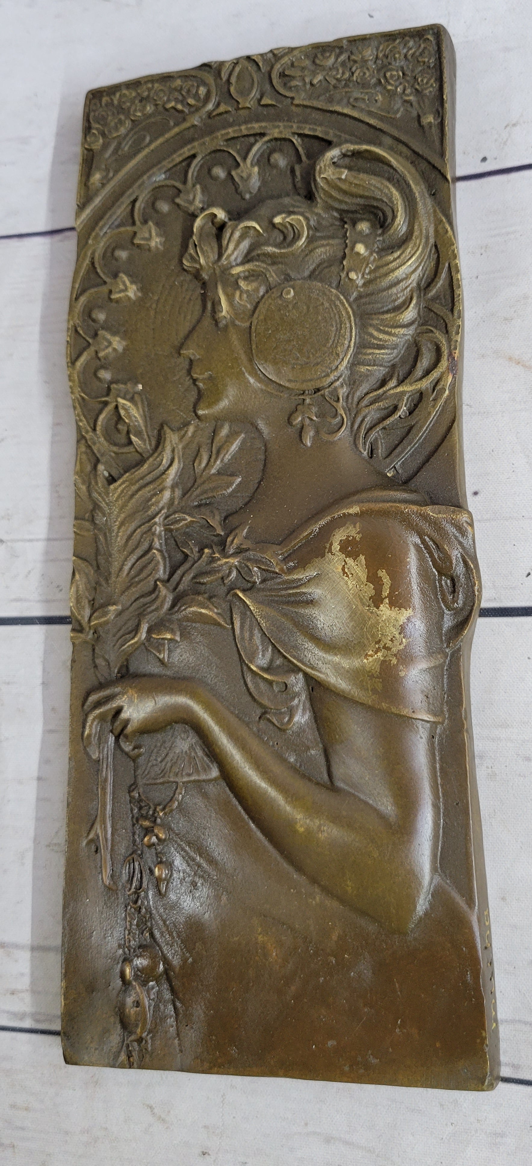 Vintage Signed Bronze Art Deco Bas Relief Made in Spain Award Trophy Collector