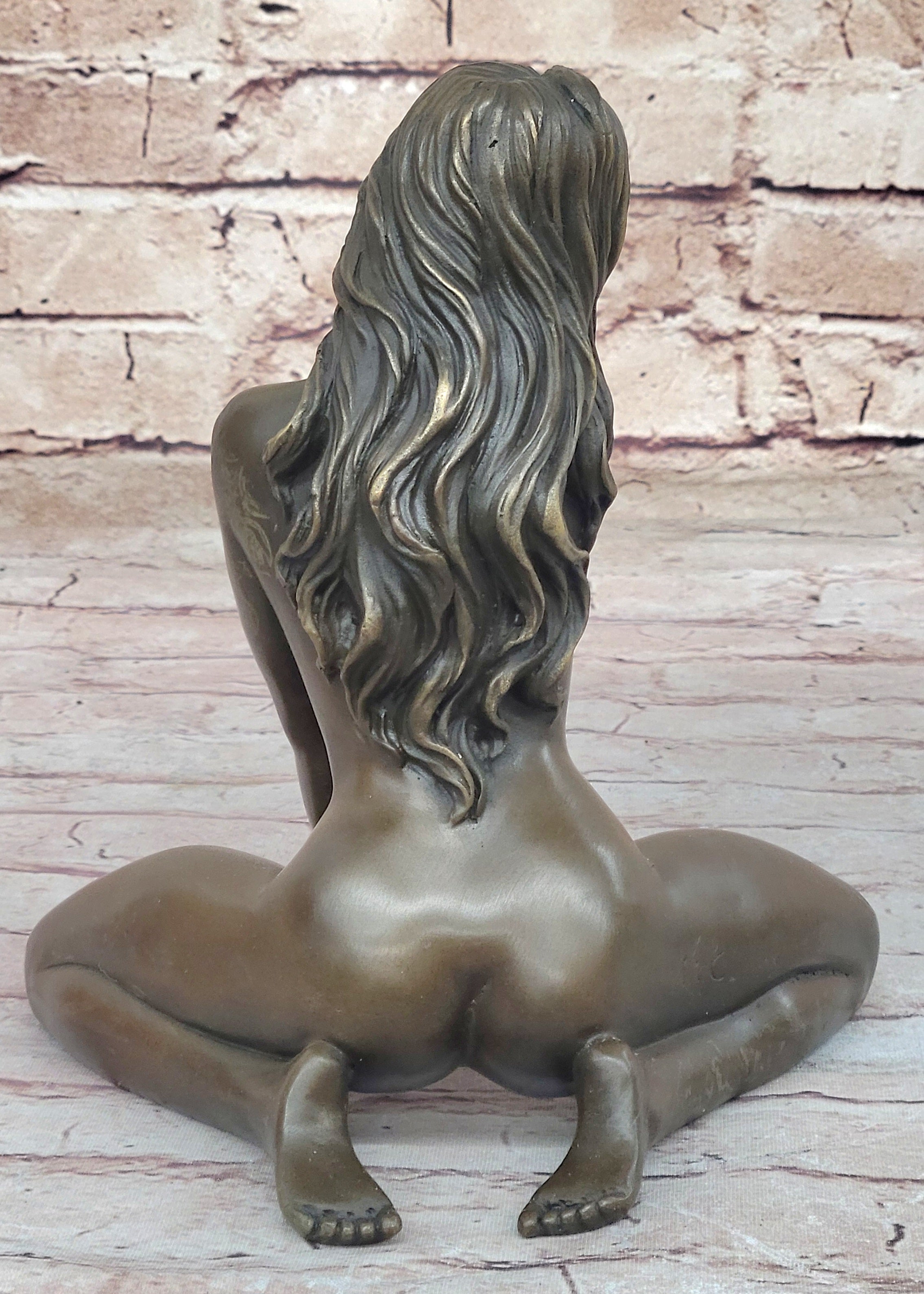 100% Solid Genuine Bronze Sculpture Art Deco Nude Woman Girl Lady Sculpture