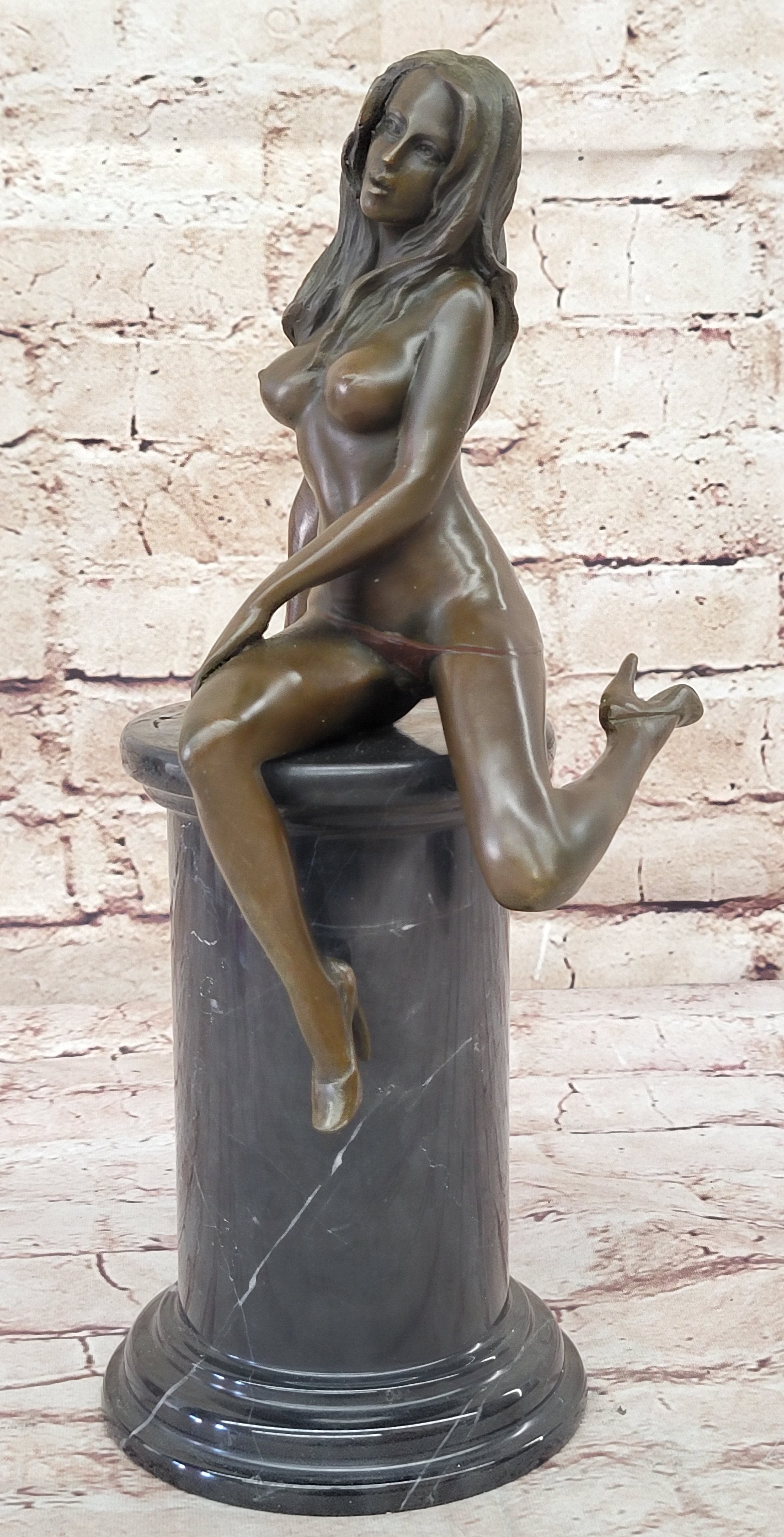 POPULAR BRONZE SCULPTURE NUDE GIRL FRENCH STATUE SIGNED FIGURINE FIGURE DEAL