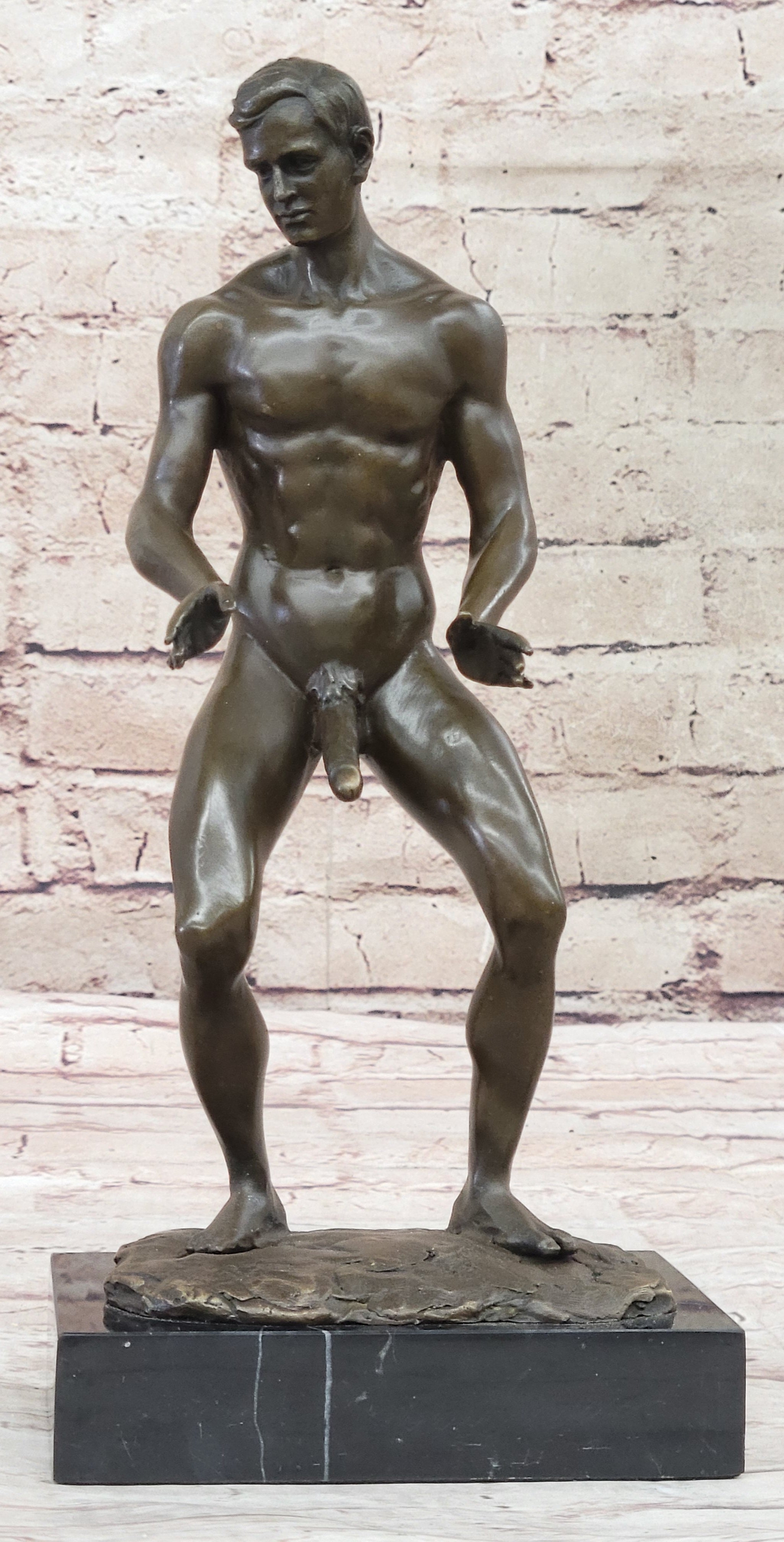 Nude Bronze Sculpture Original Artwork  Love You This Much Gay Figurine Figure