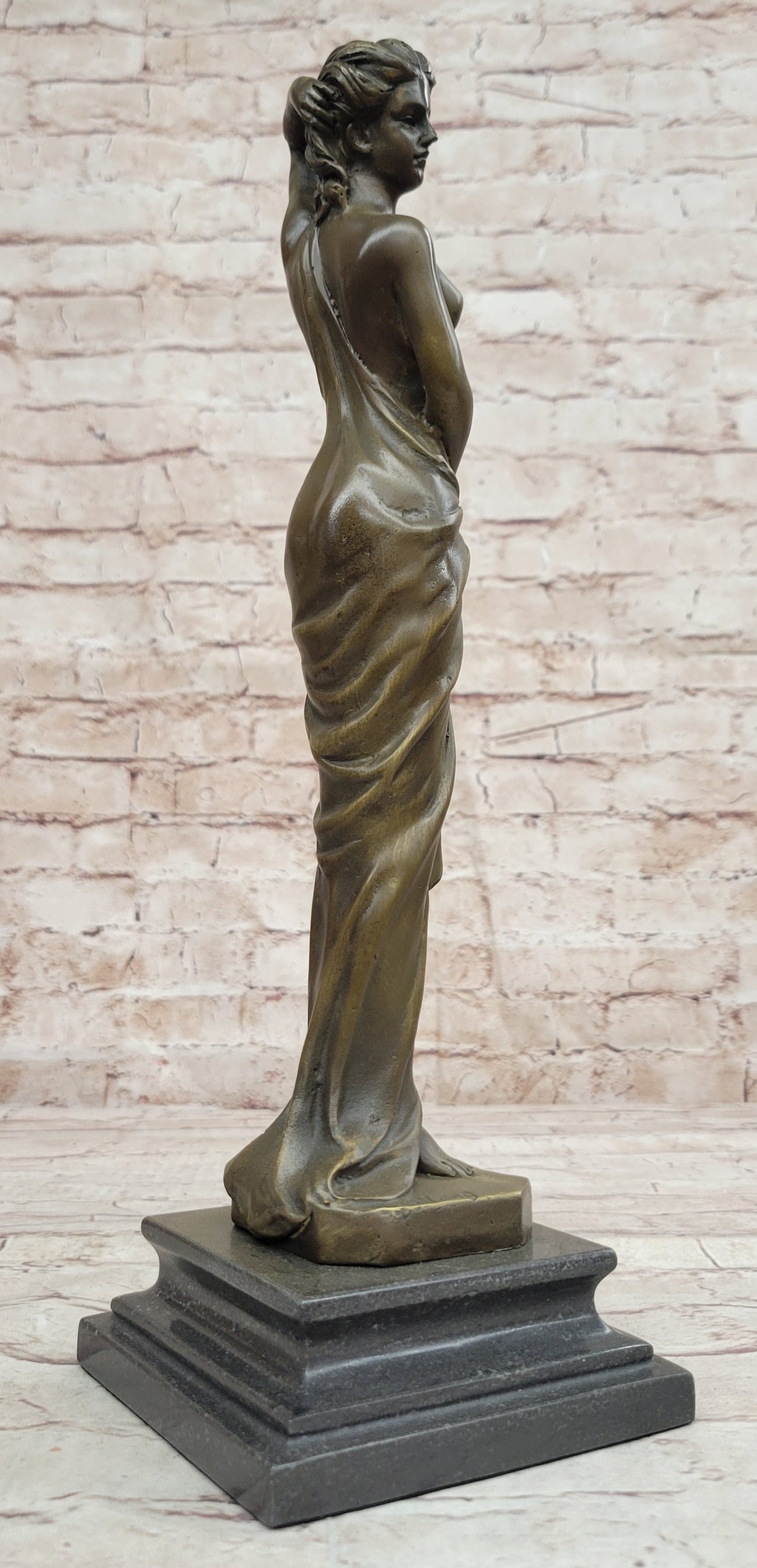 Erotic Nude Real Bronze Sculpture Statue Sexy Girl Holding Up Her Dress Décor