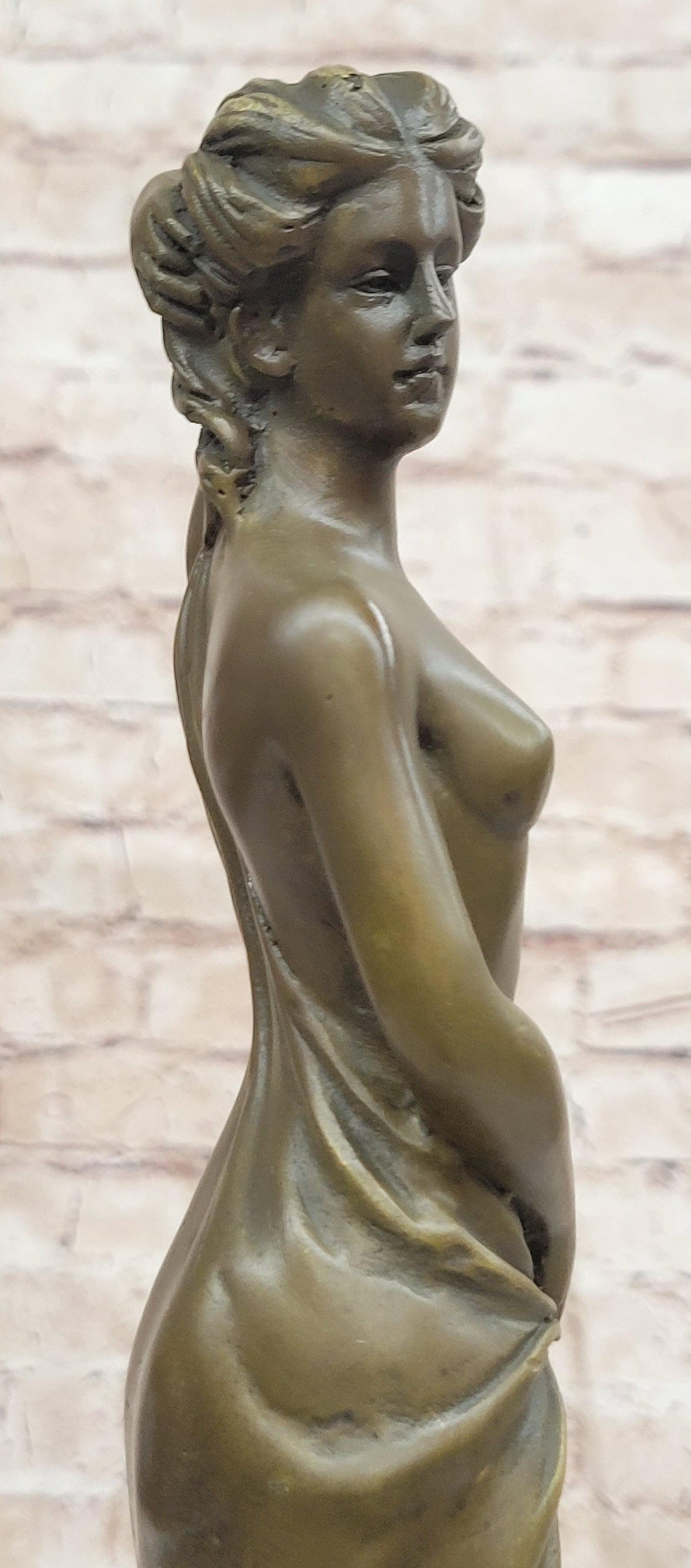 Erotic Nude Real Bronze Sculpture Statue Sexy Girl Holding Up Her Dress Décor