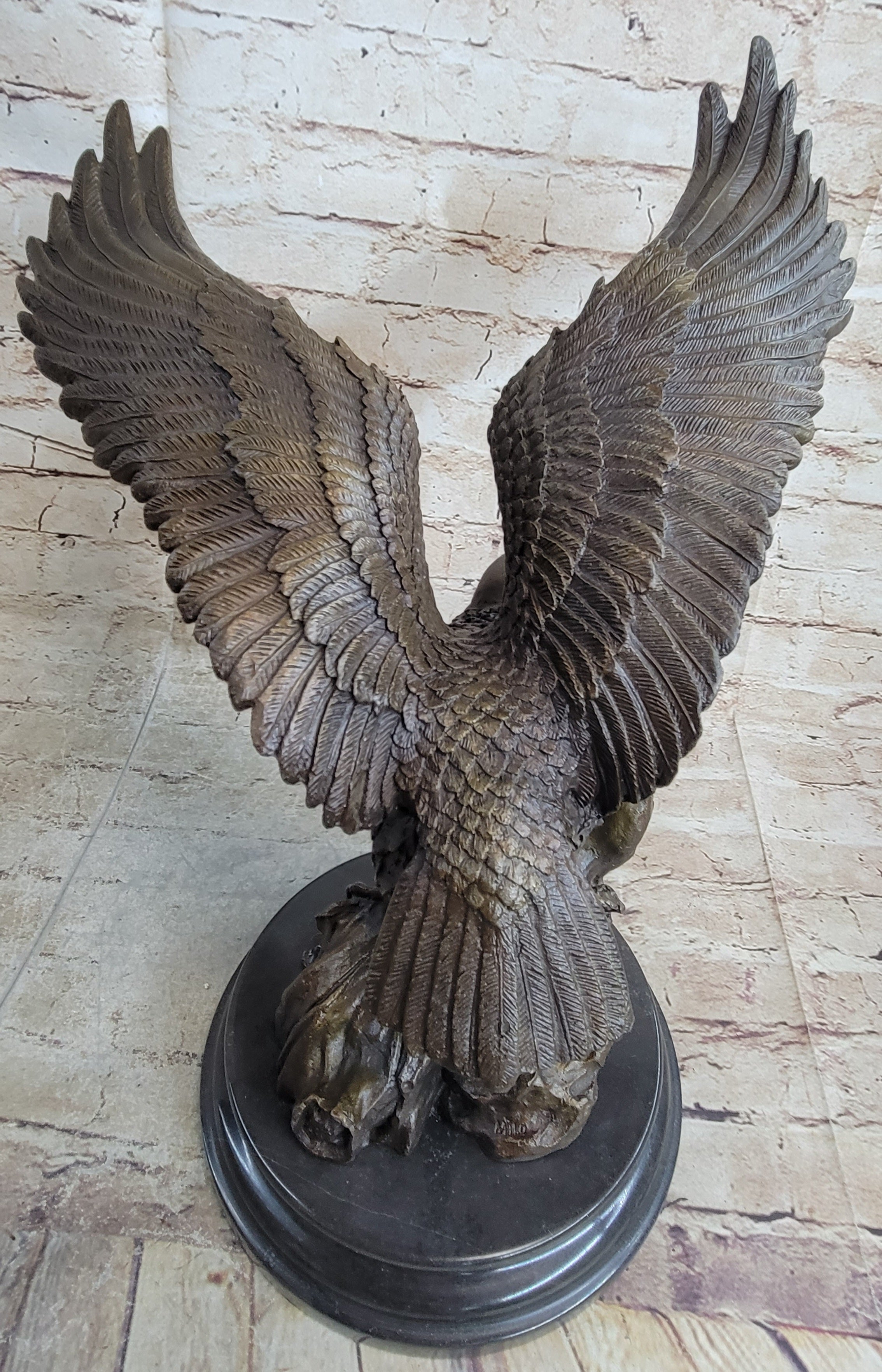 Handcrafted bronze sculpture SALE Deco Art Eagle Bald American Hawk Size Life