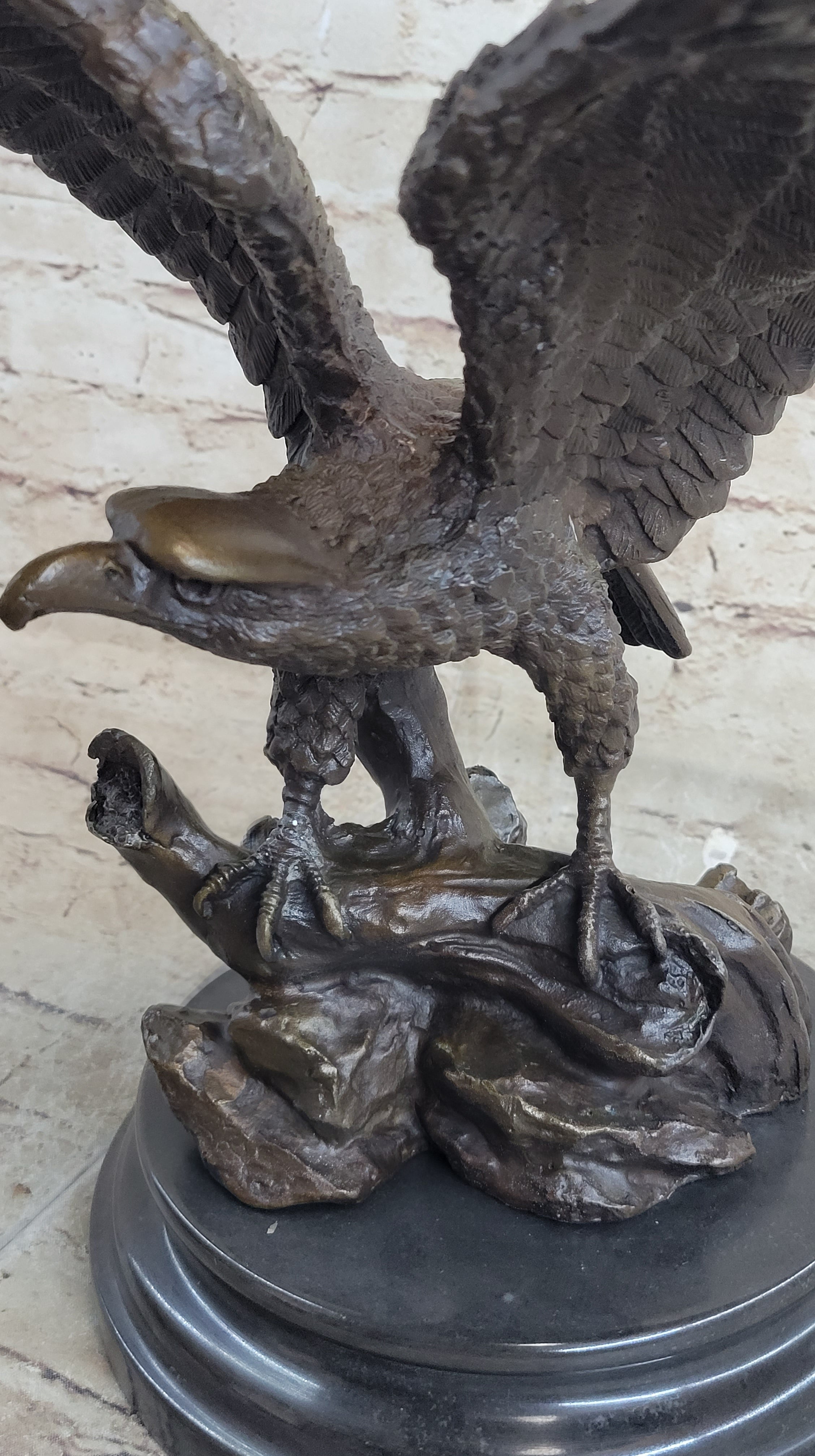 Handcrafted bronze sculpture SALE Deco Art Eagle Bald American Hawk Size Life