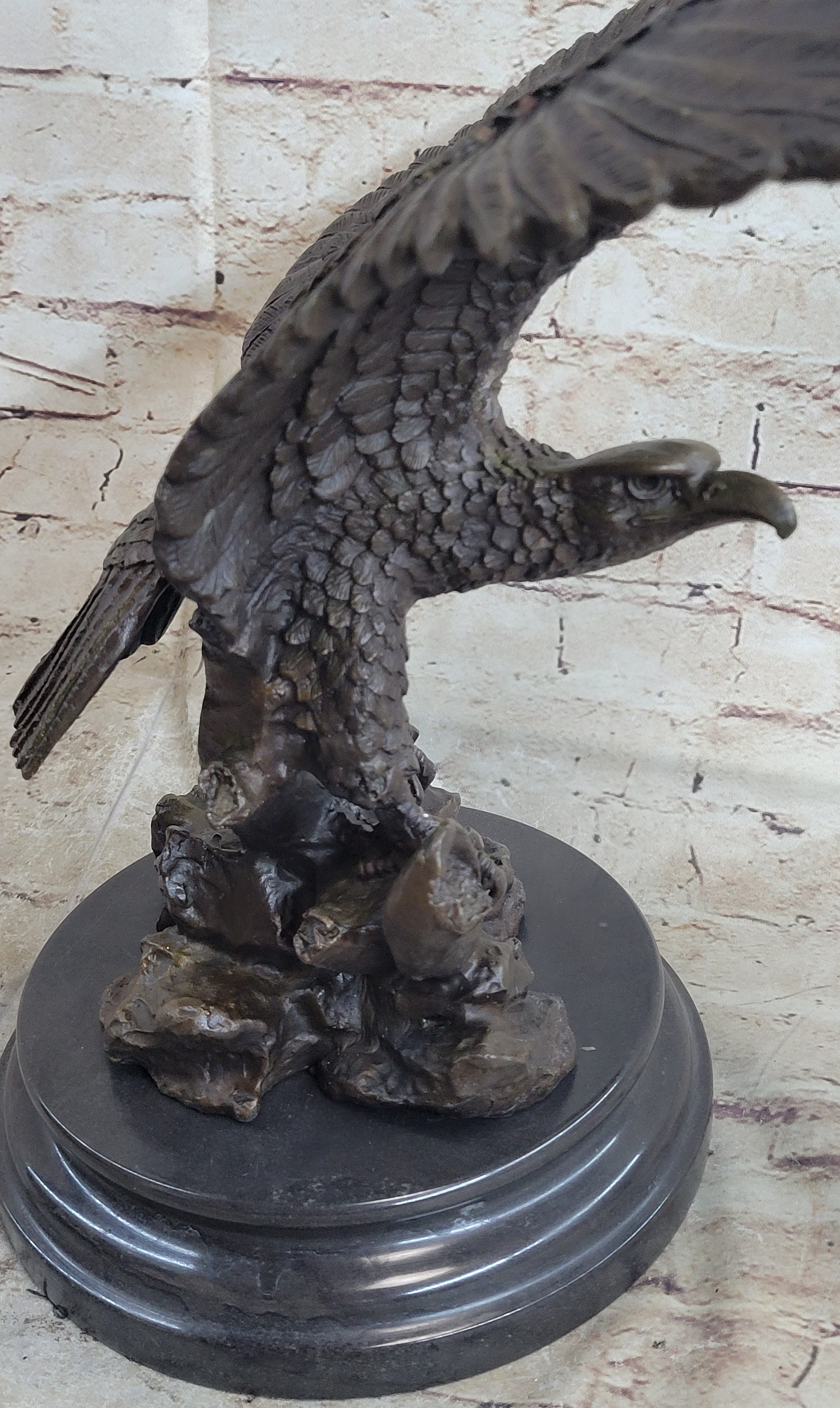 Handcrafted bronze sculpture SALE Deco Art Eagle Bald American Hawk Size Life