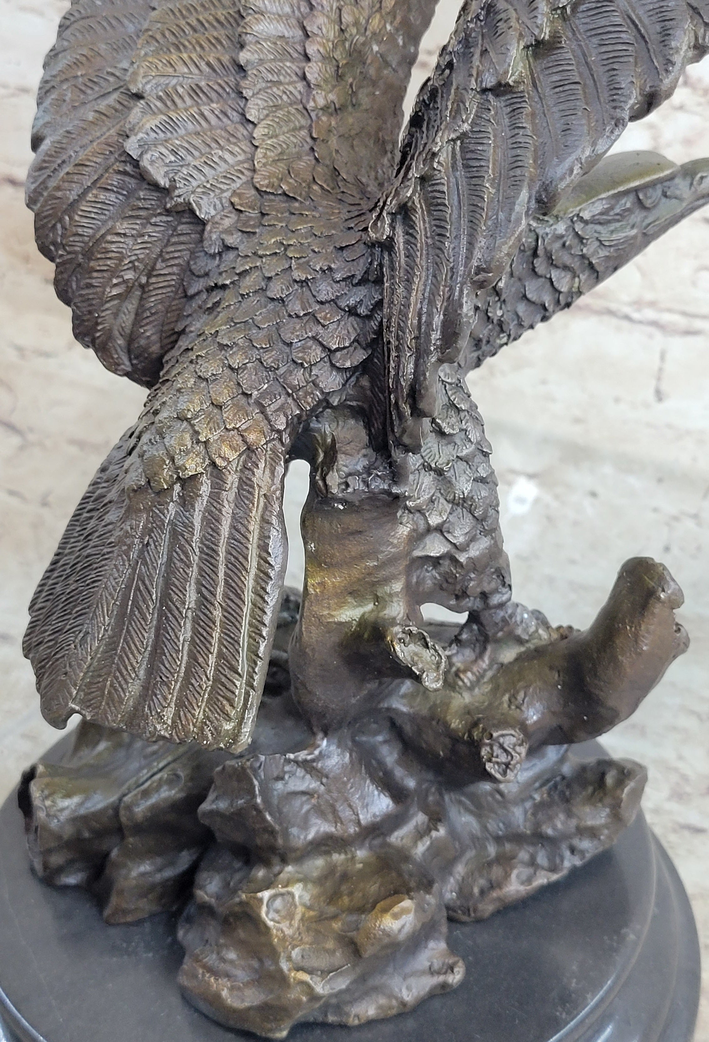 Handcrafted bronze sculpture SALE Deco Art Eagle Bald American Hawk Size Life