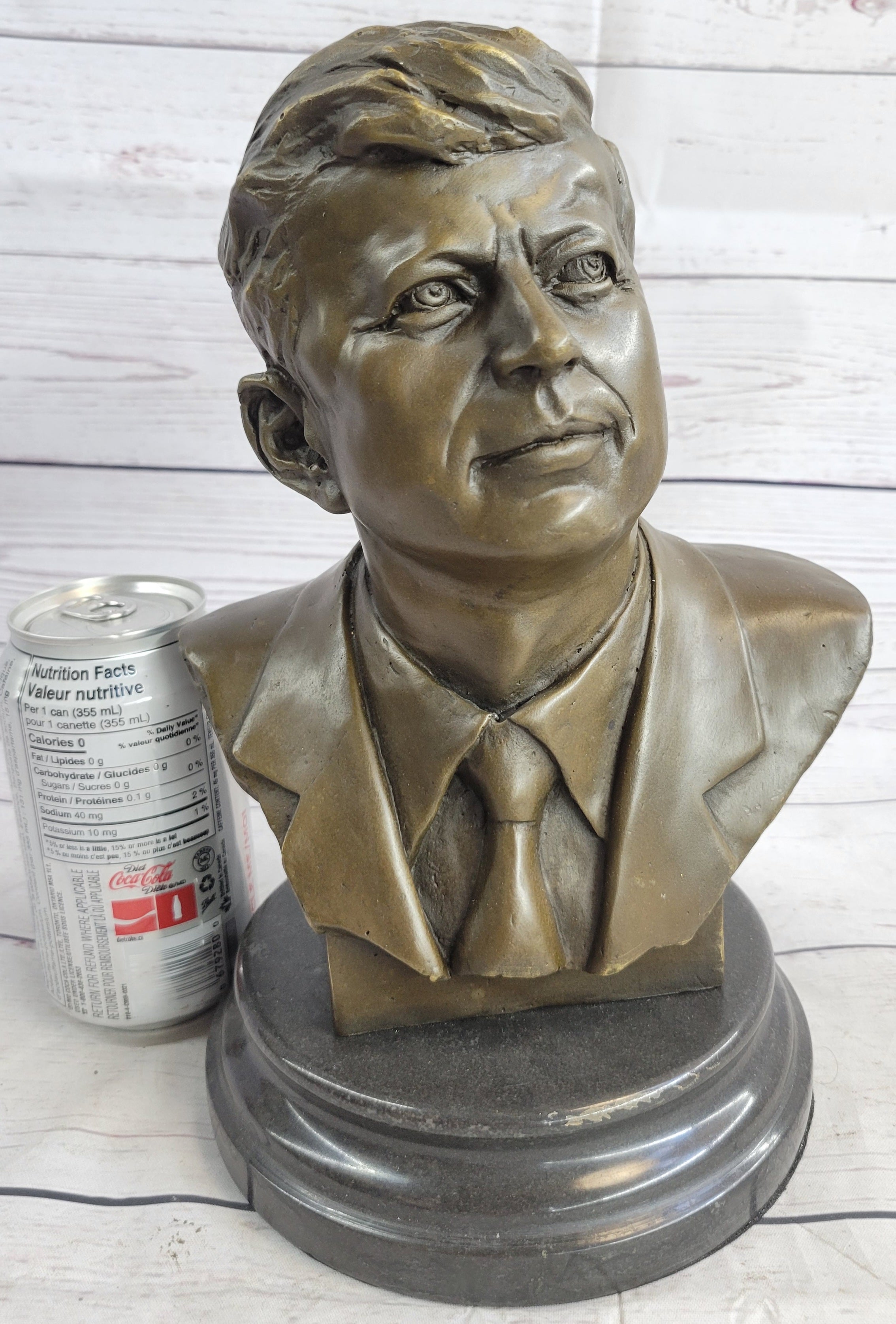 Vintage JFK BUST 100% Real Bronze on Marble Base President John F. Kennedy Sale