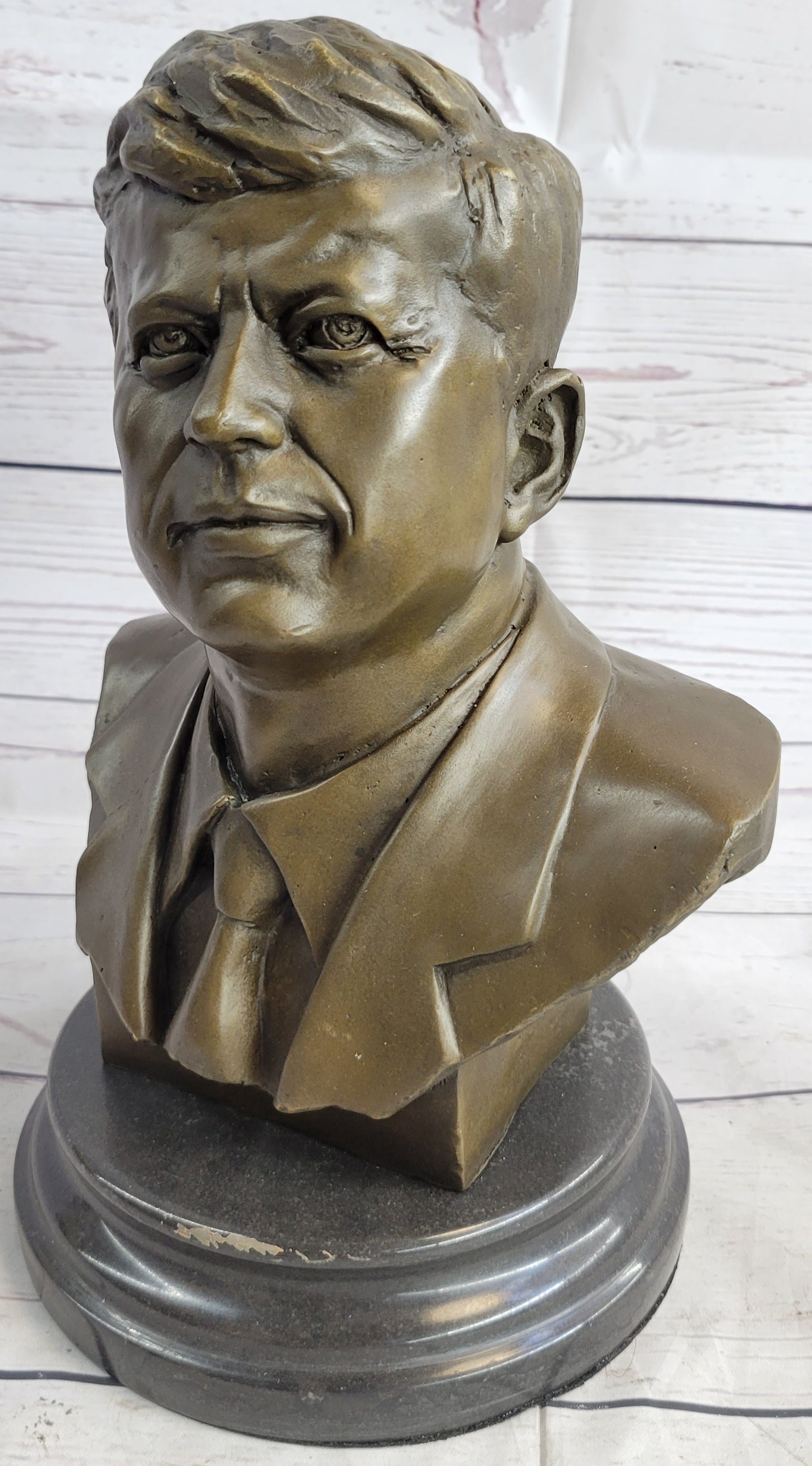 Vintage JFK BUST 100% Real Bronze on Marble Base President John F. Kennedy Sale