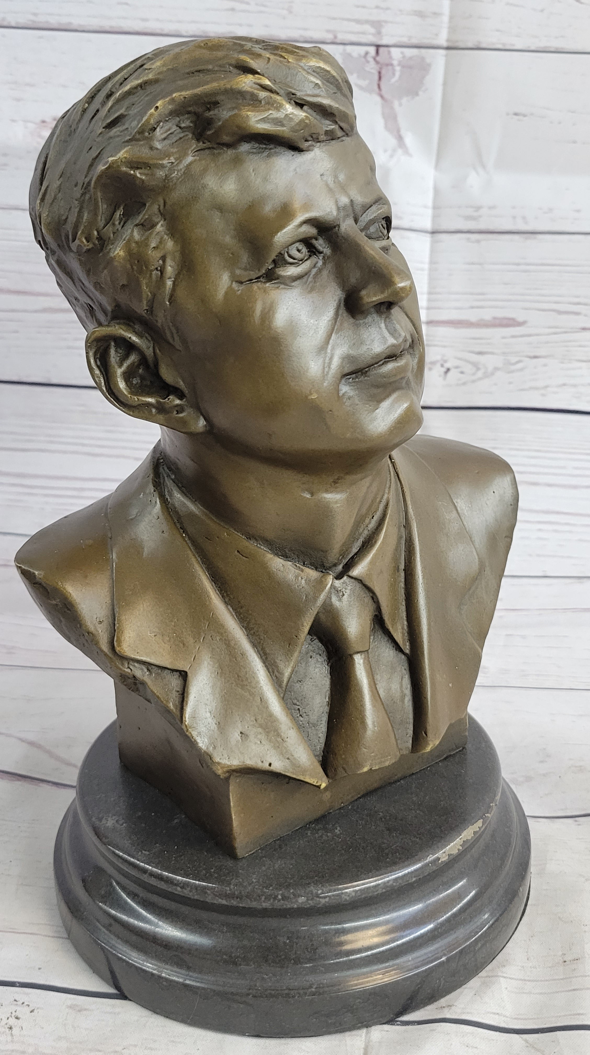 Vintage JFK BUST 100% Real Bronze on Marble Base President John F. Kennedy Sale