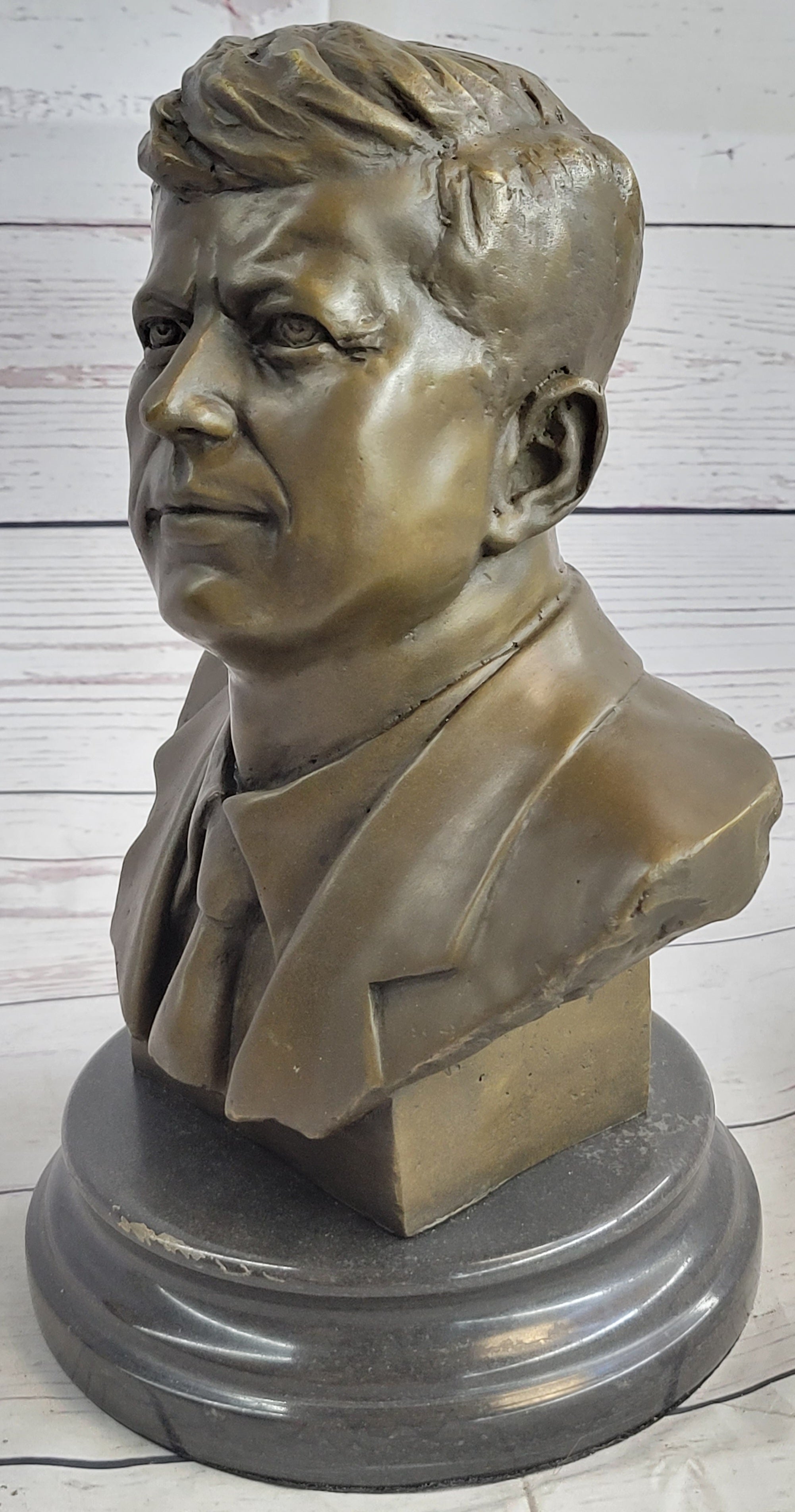 Vintage JFK BUST 100% Real Bronze on Marble Base President John F. Kennedy Sale