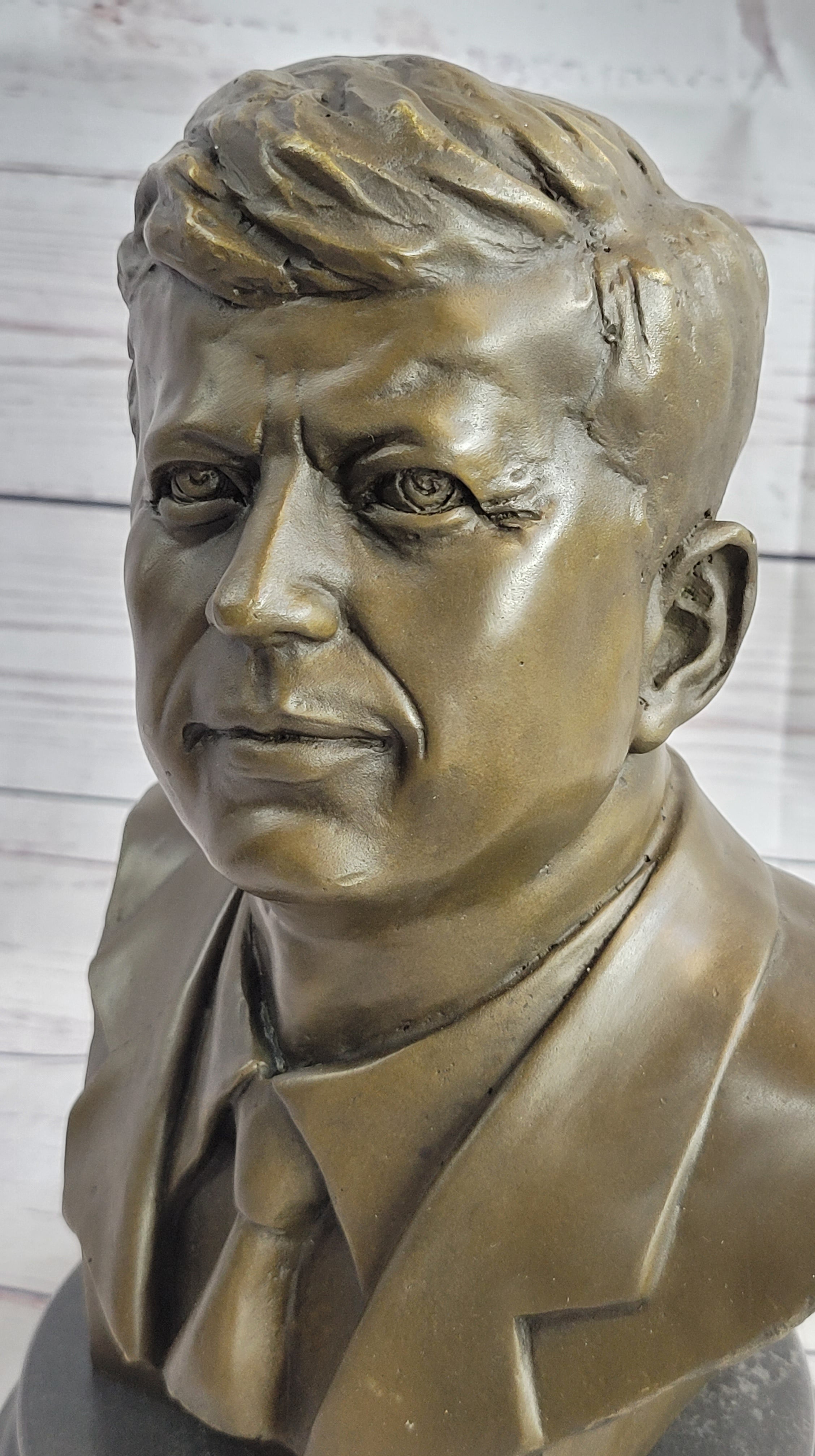 Vintage JFK BUST 100% Real Bronze on Marble Base President John F. Kennedy Sale