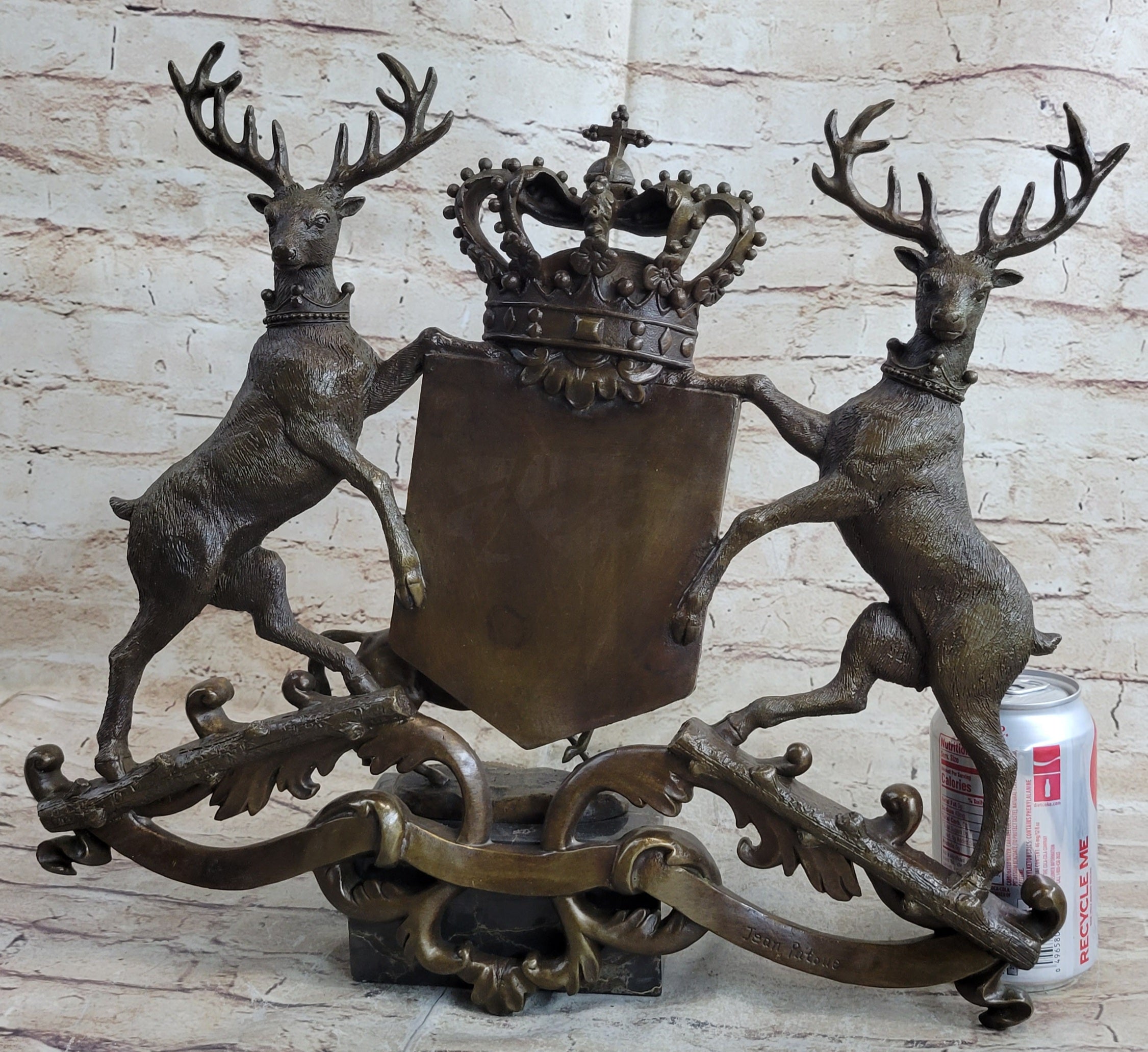 Bronze Sculpture Signed Original Artwork Art Deco Stag Royal Crest Sculpture Gift