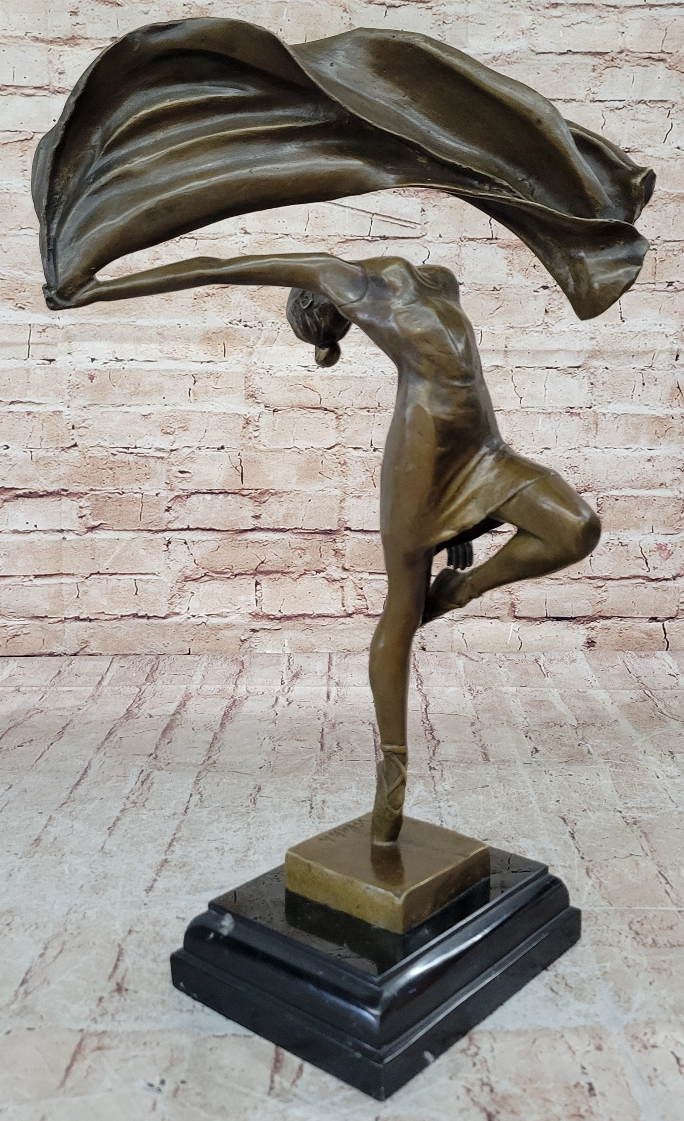 Bronze Hot Cast  Hot Cast Flag Dancer Sculpture by Aldo Vitaleh Figure