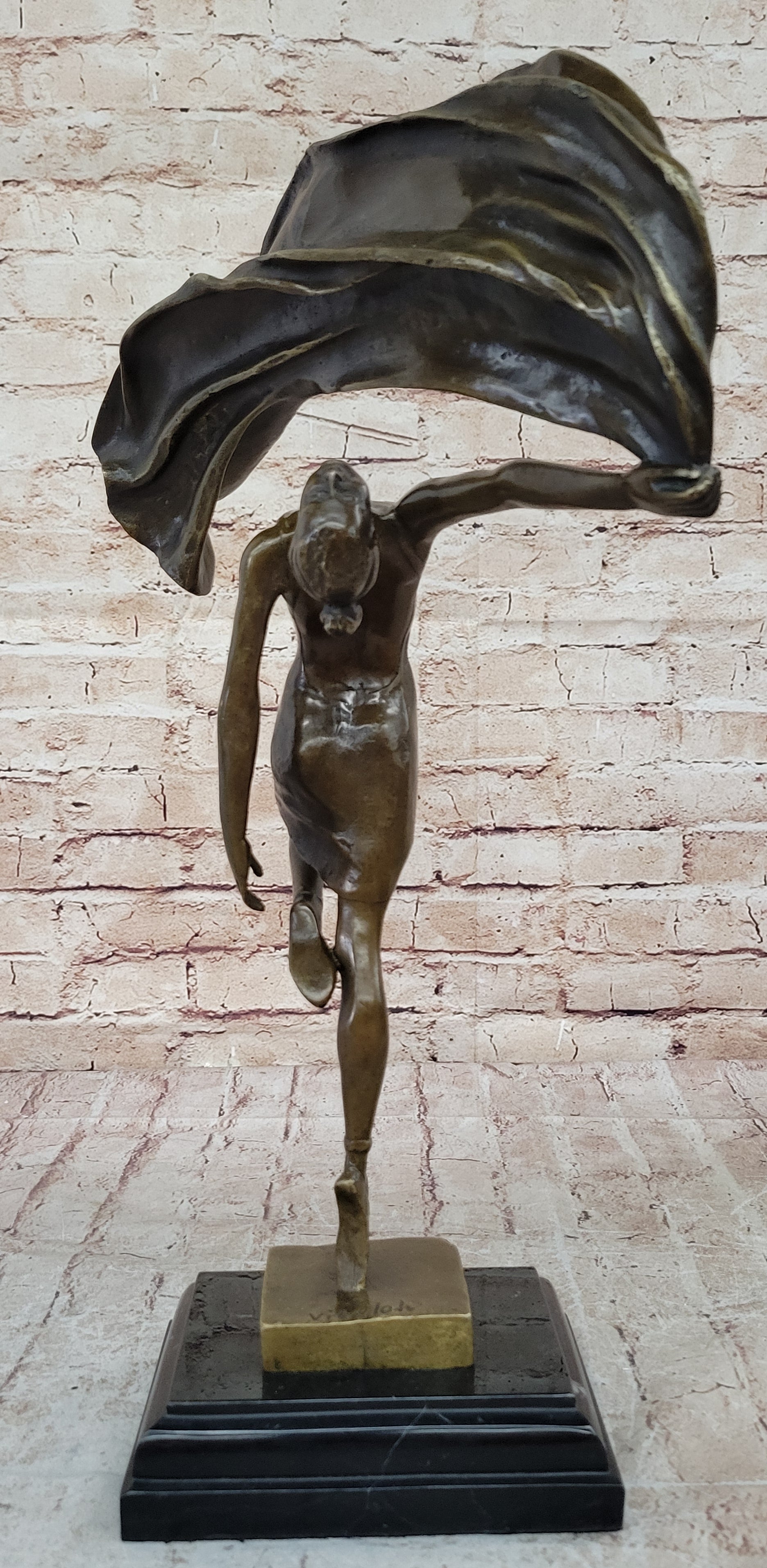 Bronze Hot Cast  Hot Cast Flag Dancer Sculpture by Aldo Vitaleh Figure