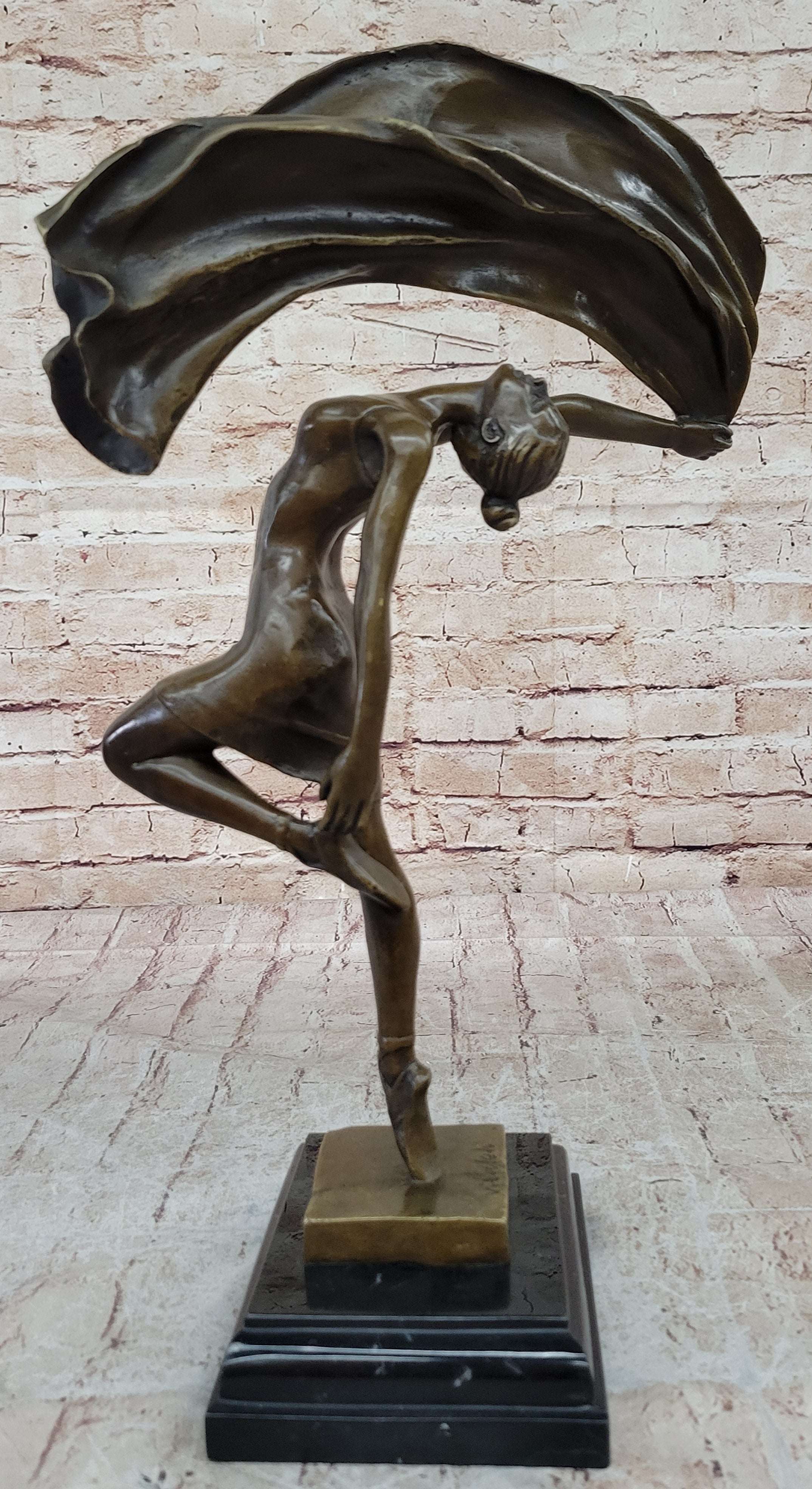 Bronze Hot Cast  Hot Cast Flag Dancer Sculpture by Aldo Vitaleh Figure