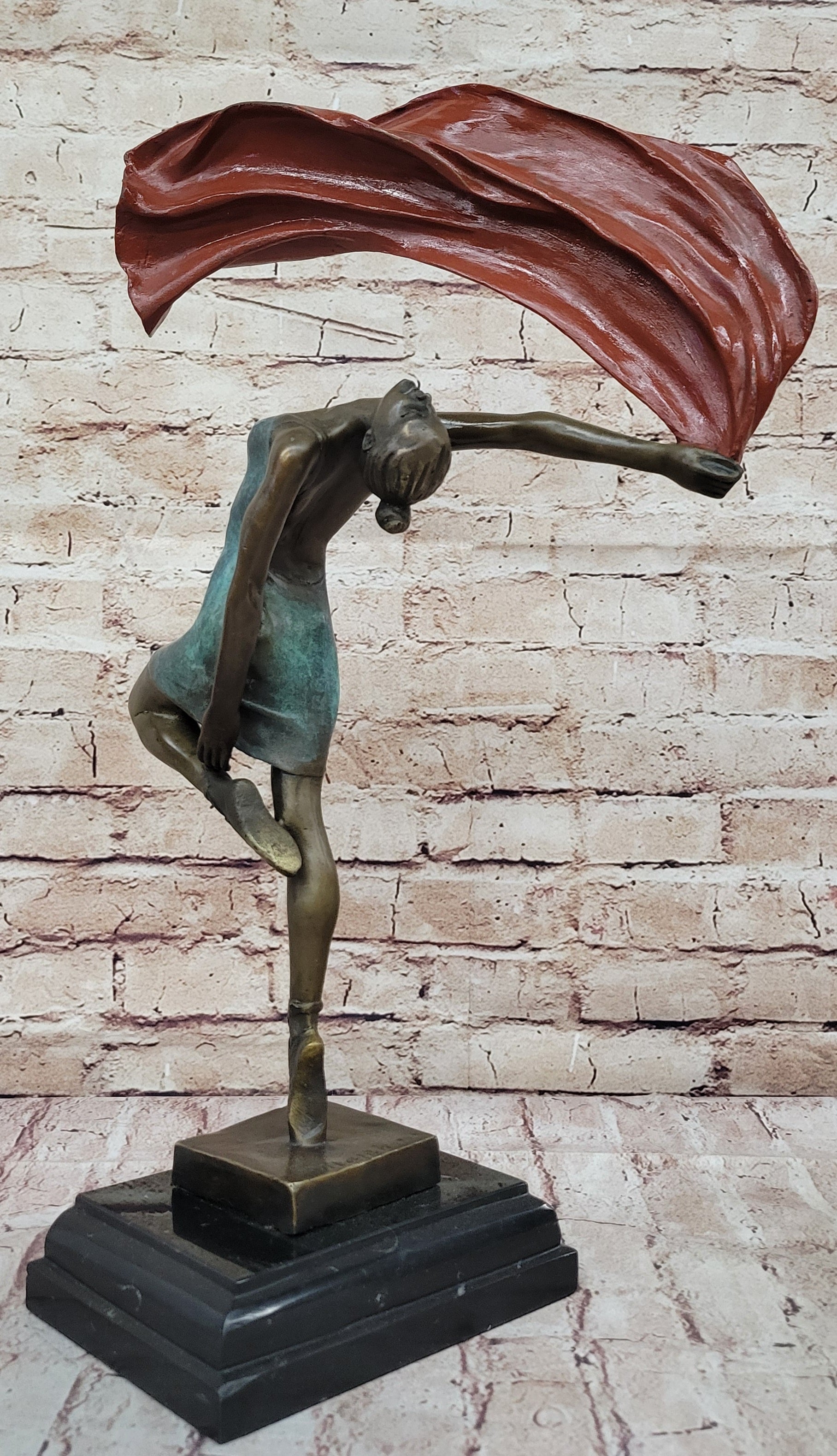 Art Deco Italian Artist Vitaleh Ballerina Dancer Dancing Bronze Sculpture Figure