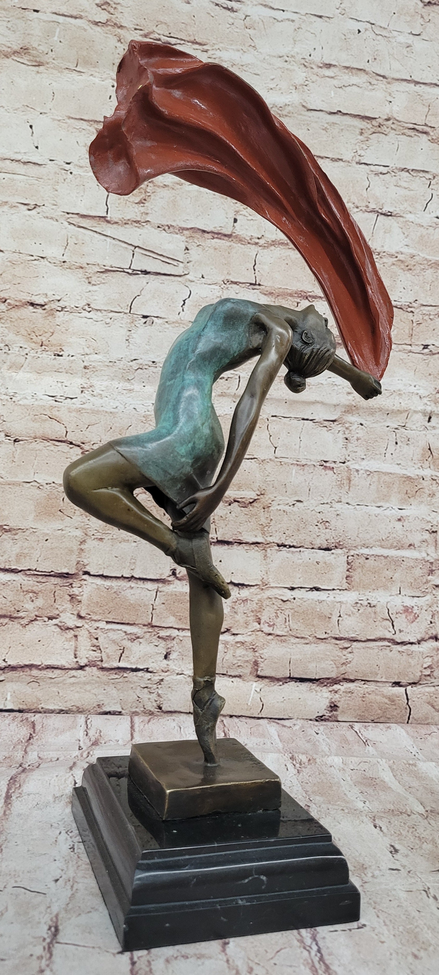 Art Deco Italian Artist Vitaleh Ballerina Dancer Dancing Bronze Sculpture Figure