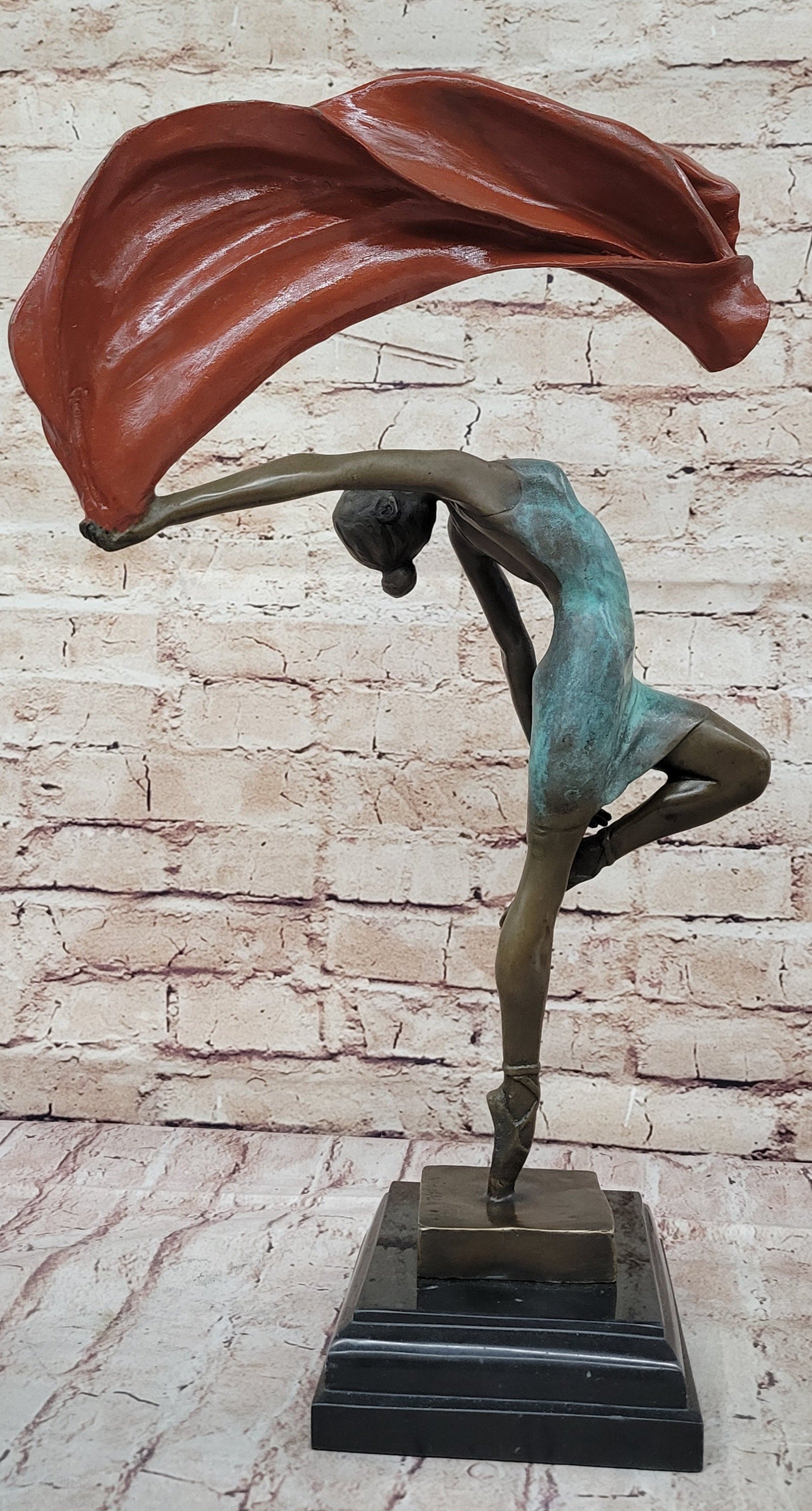 Art Deco Italian Artist Vitaleh Ballerina Dancer Dancing Bronze Sculpture Figure