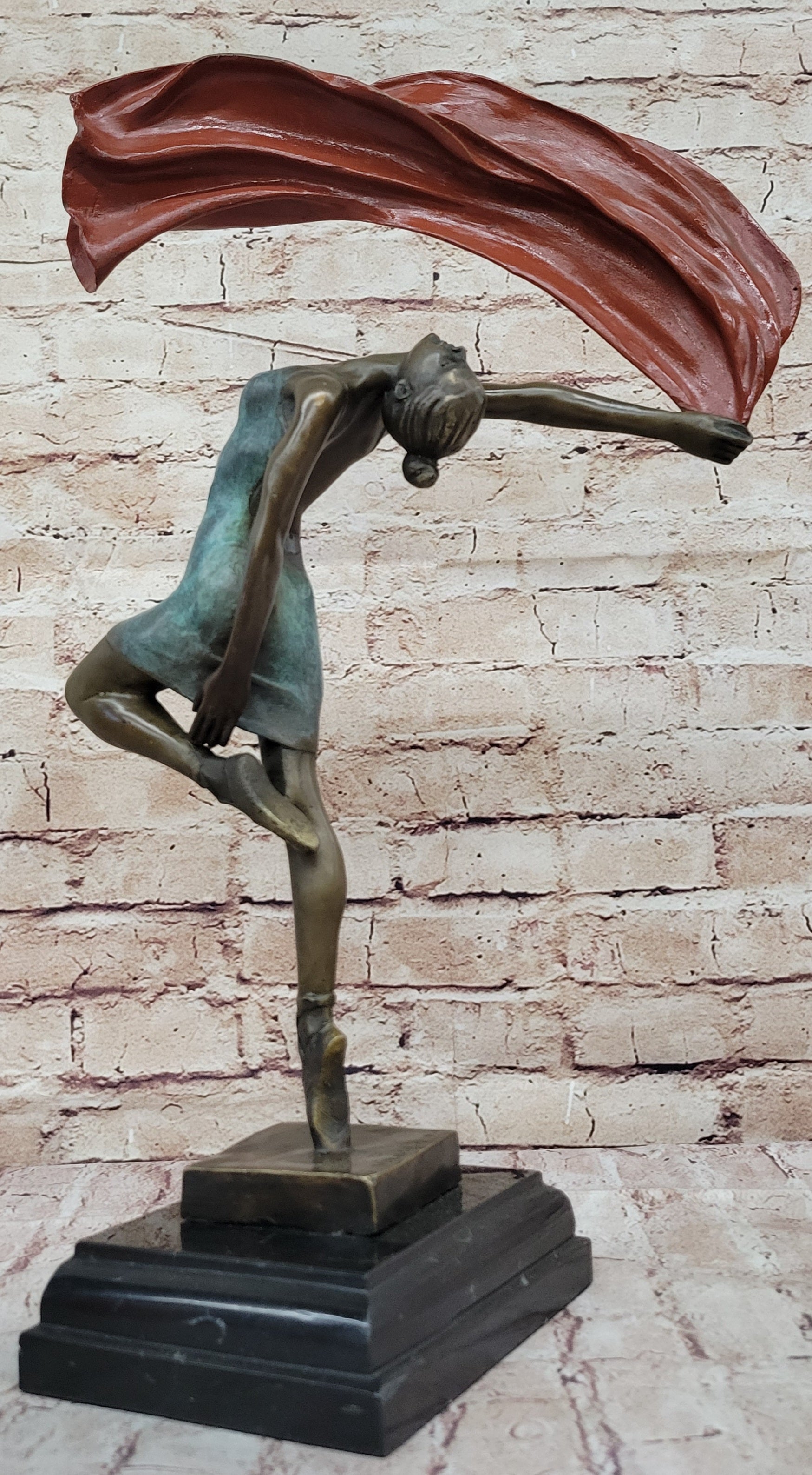 Art Deco Italian Artist Vitaleh Ballerina Dancer Dancing Bronze Sculpture Figure