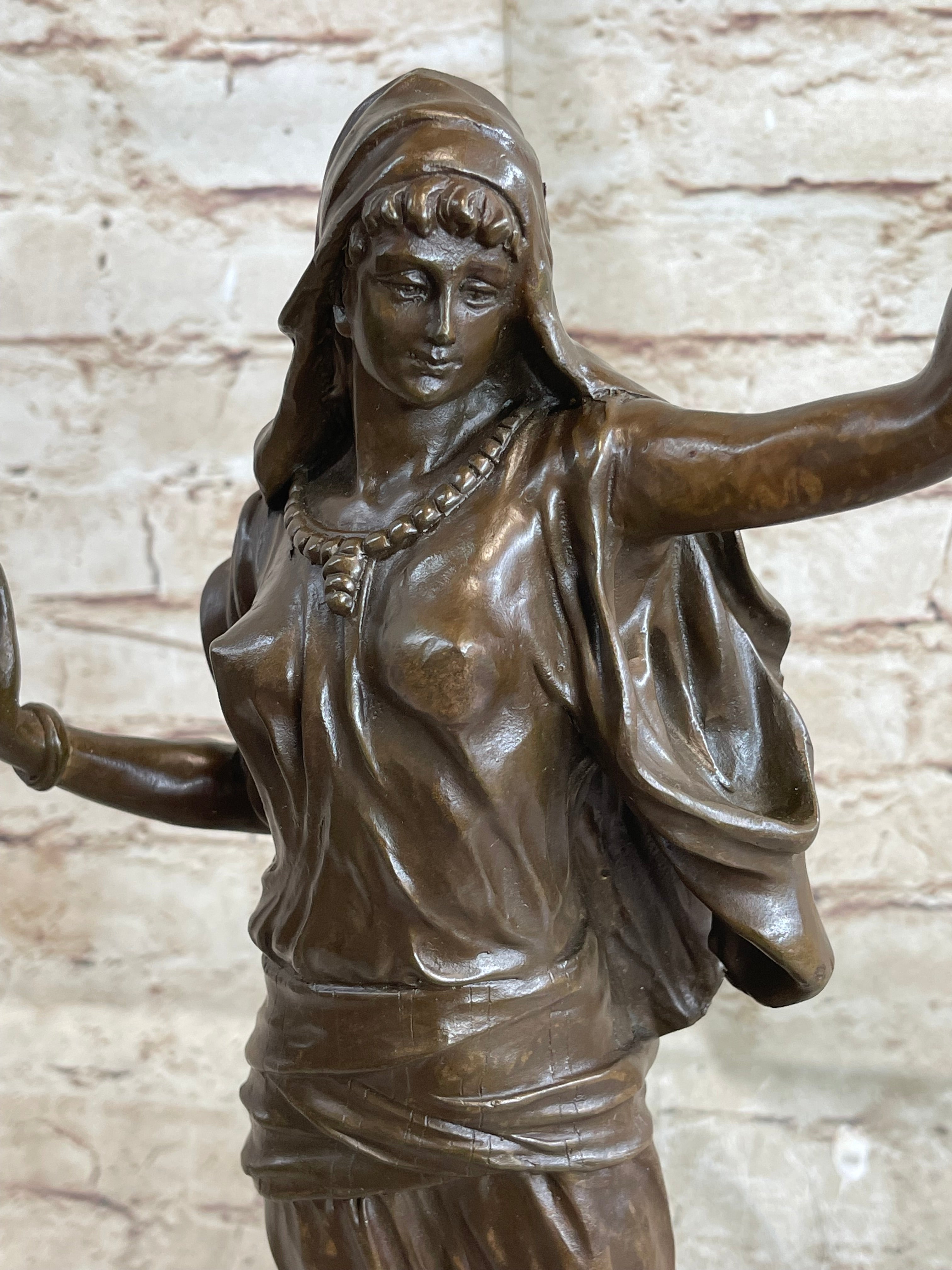 Dancer Bronze Middle Eastern Woman Dancing Sculpture Marble Figurine Art T