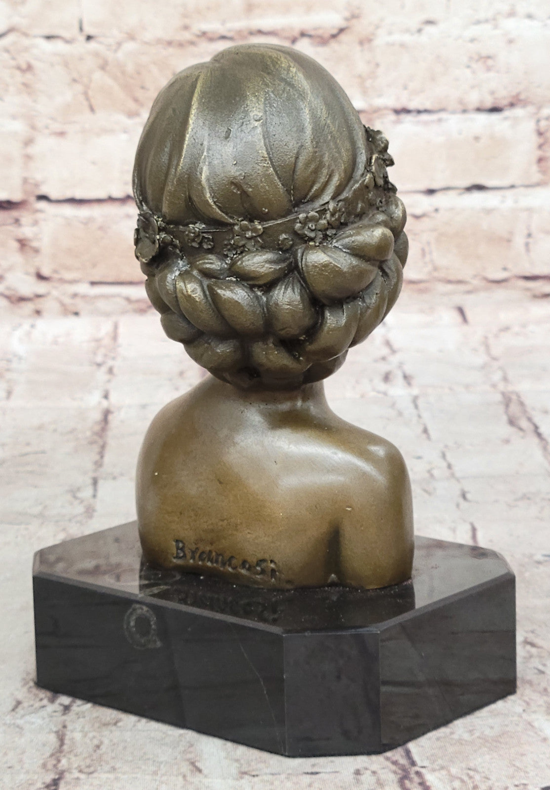 Masked Girl Bronze Sculpture: Hand Made Bust Figurine, Lost Wax Method