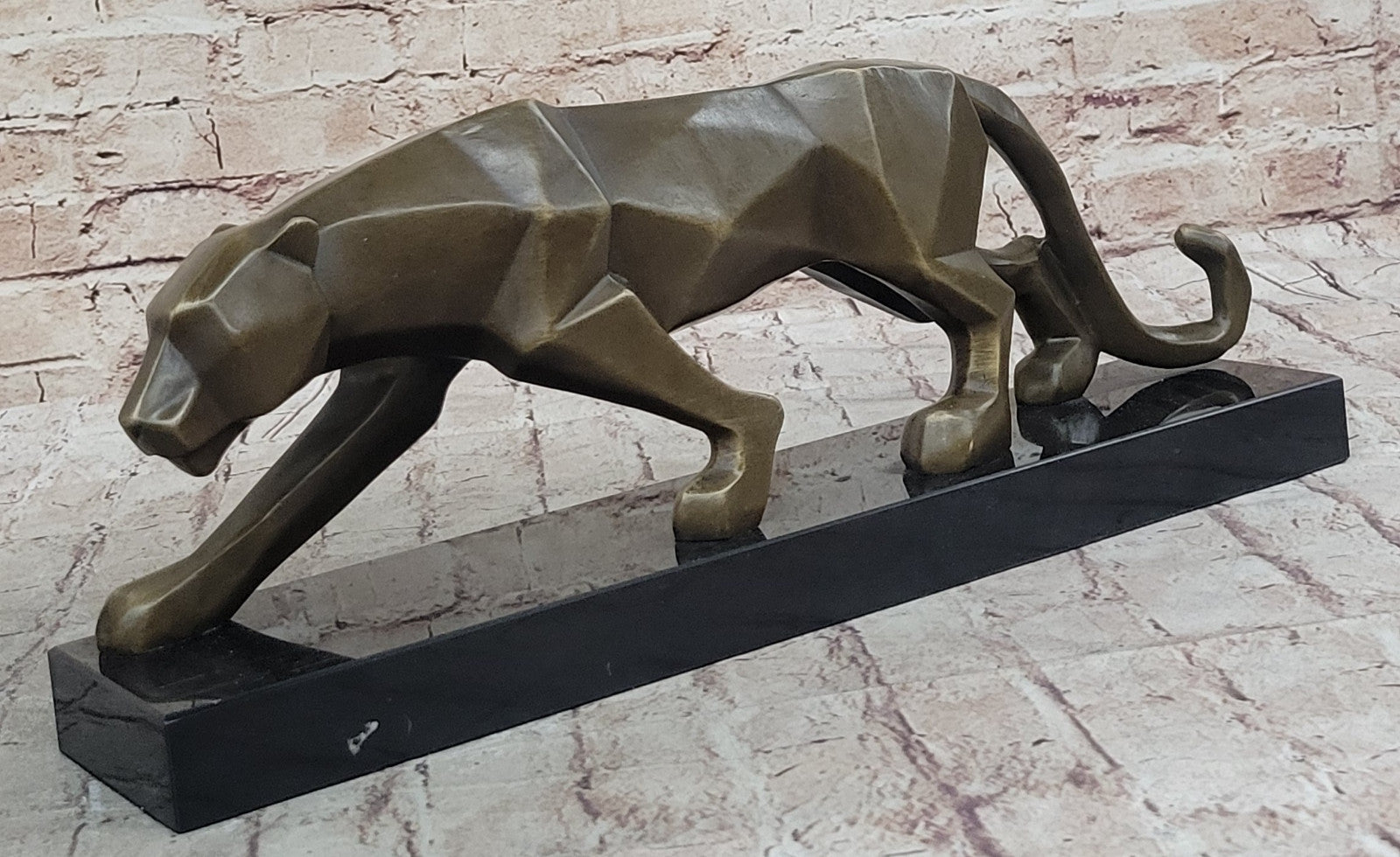 Fransisci Bronze Mountain Lion Sculpture: Home Office Modern Art Decor