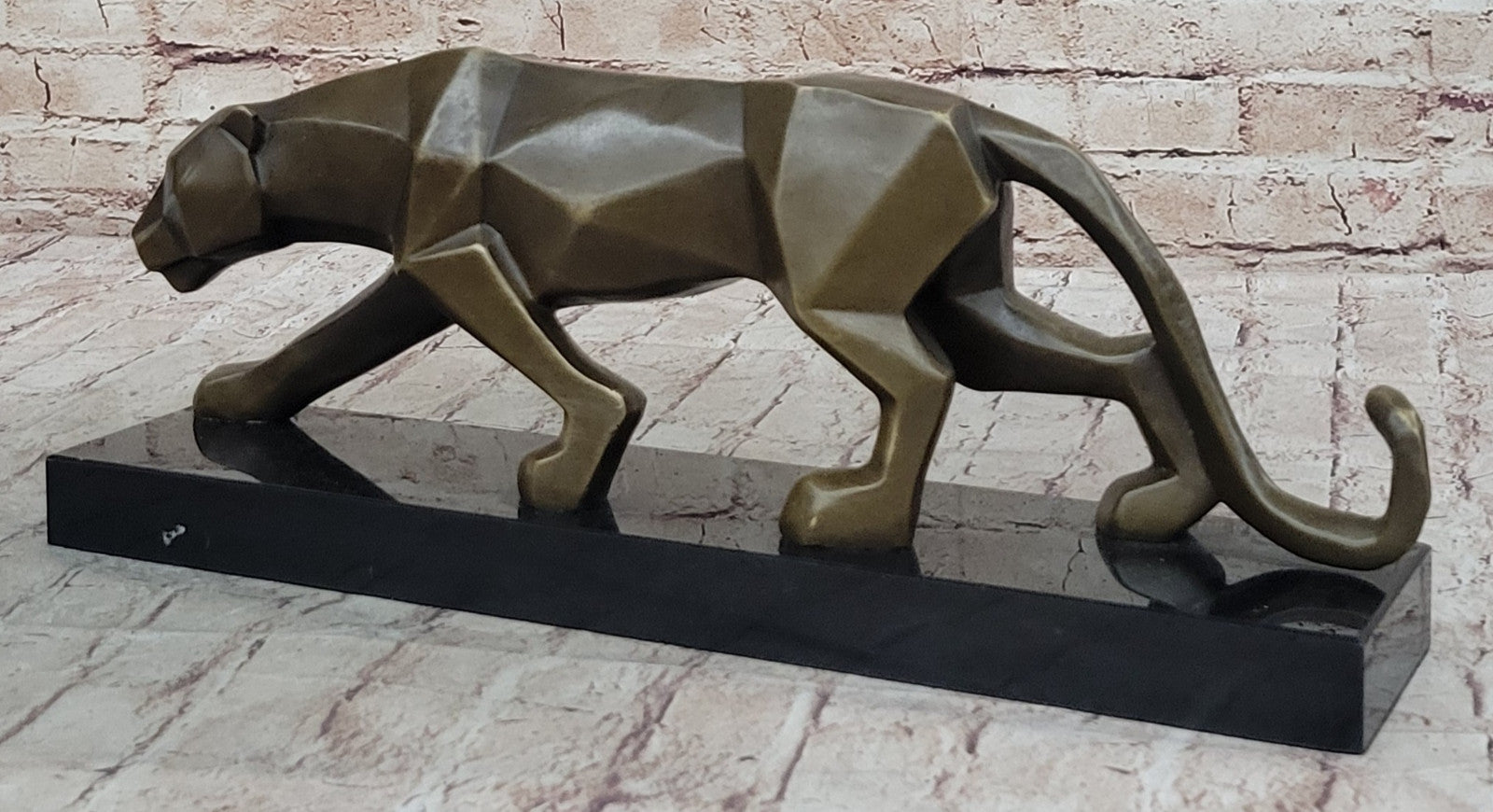 Fransisci Bronze Mountain Lion Sculpture: Home Office Modern Art Decor