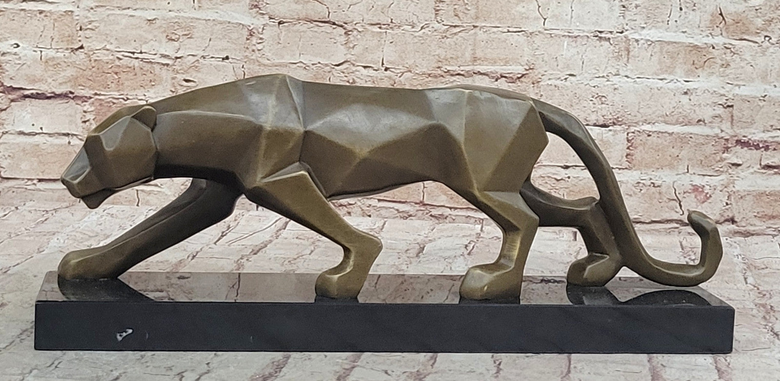 Fransisci Bronze Mountain Lion Sculpture: Home Office Modern Art Decor